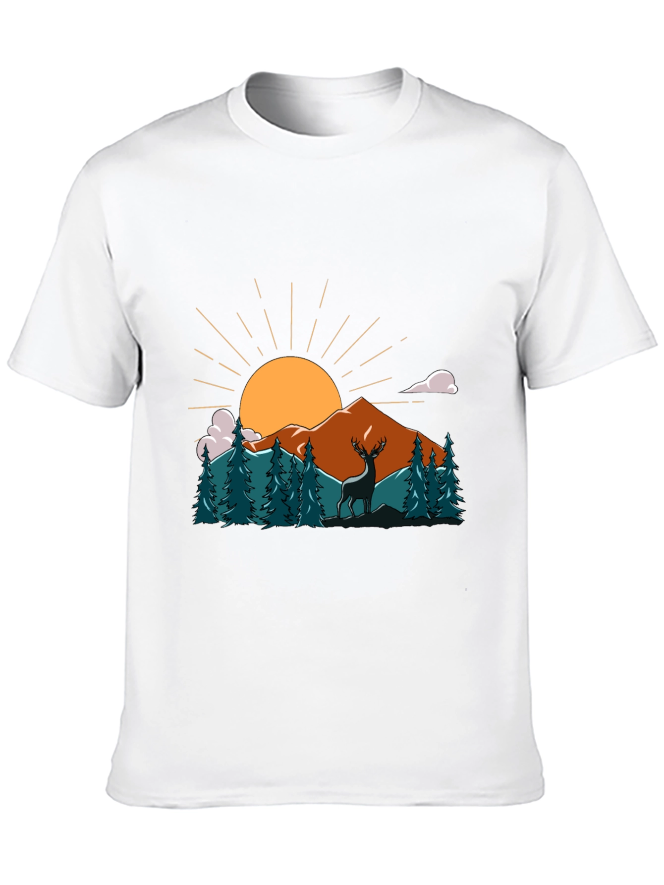 Nature Deer Graphic Tee - Soft Cotton Black T-Shirt