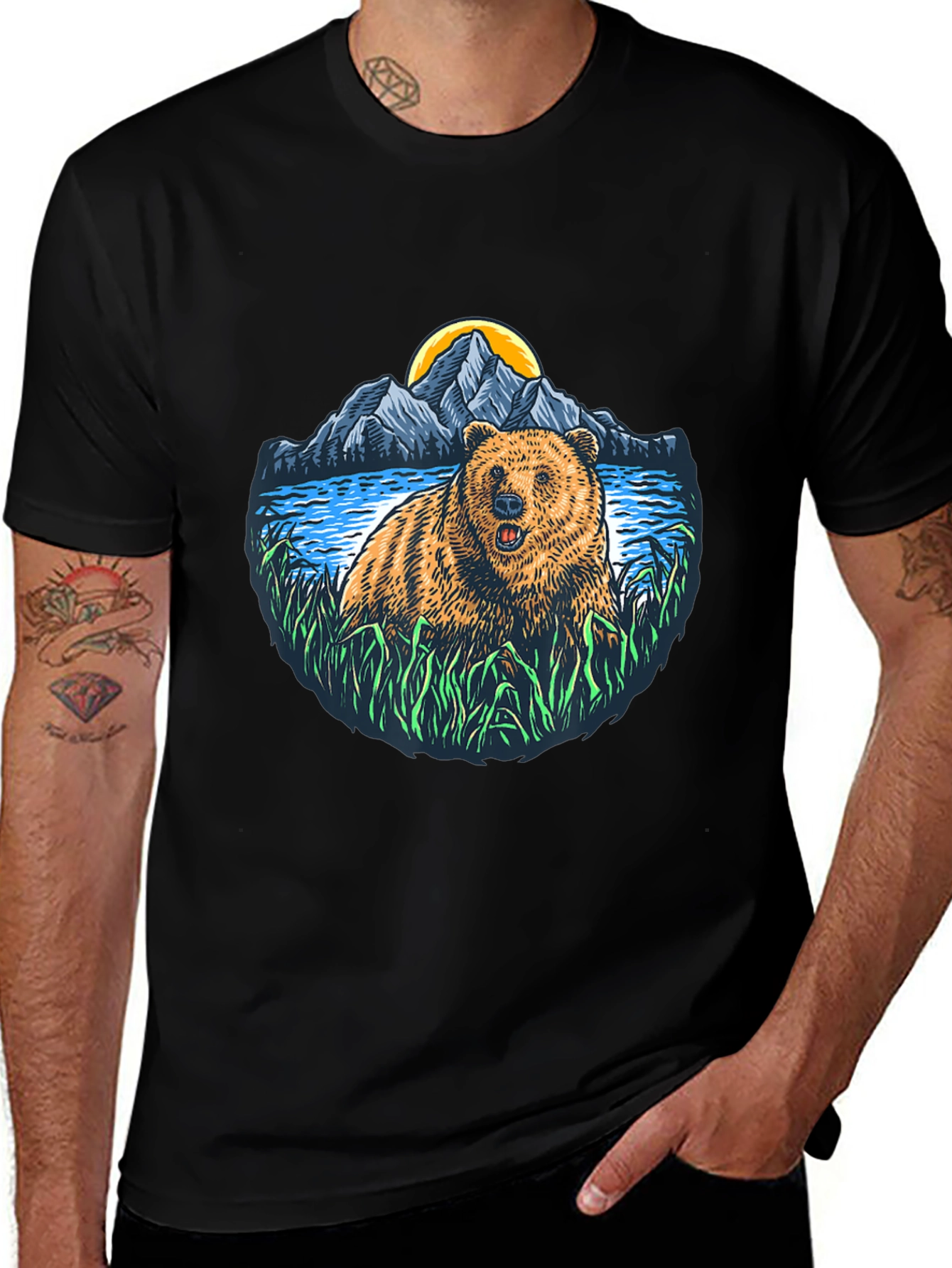 Bear & Mountain Graphic T-Shirt