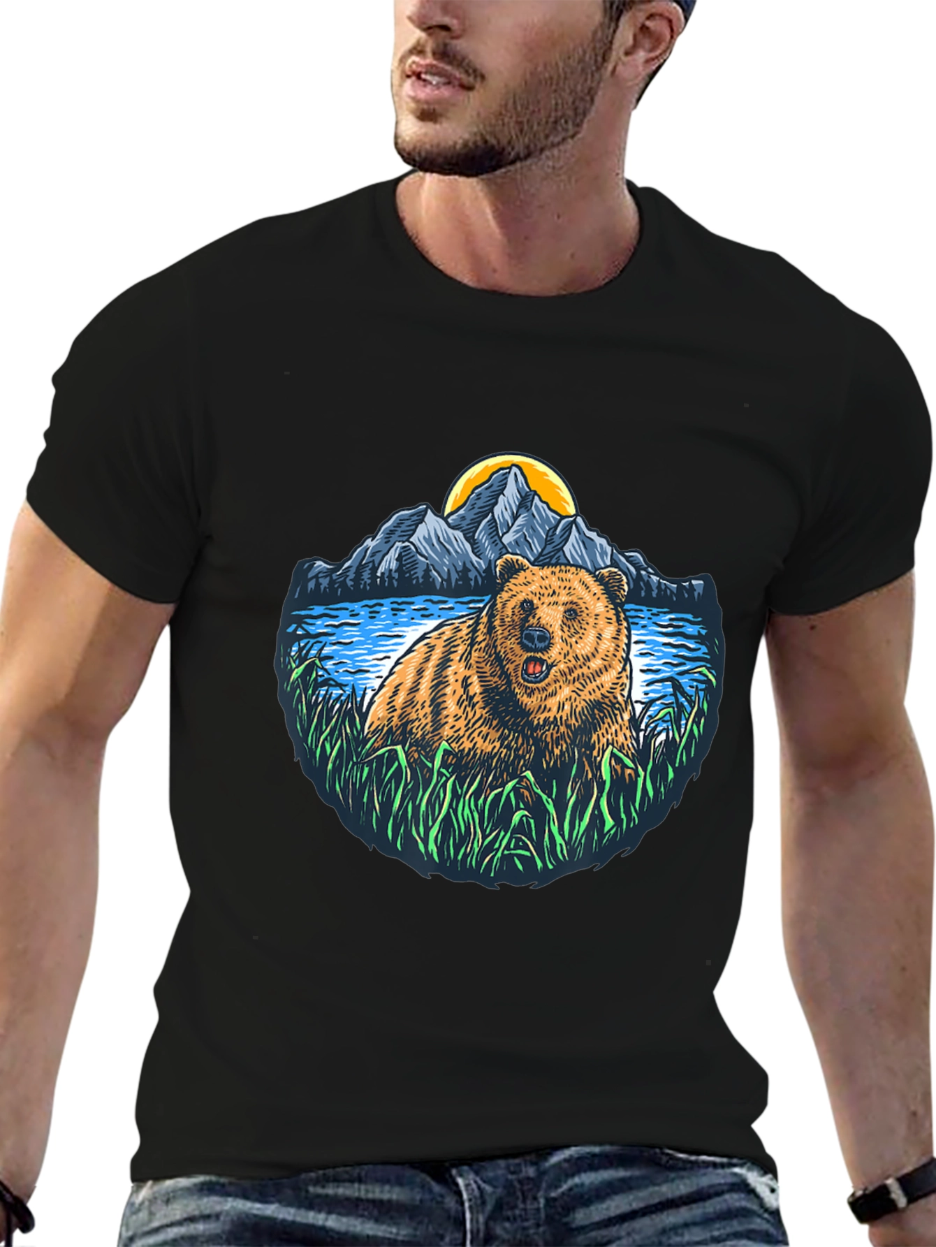 Bear & Mountain Graphic T-Shirt