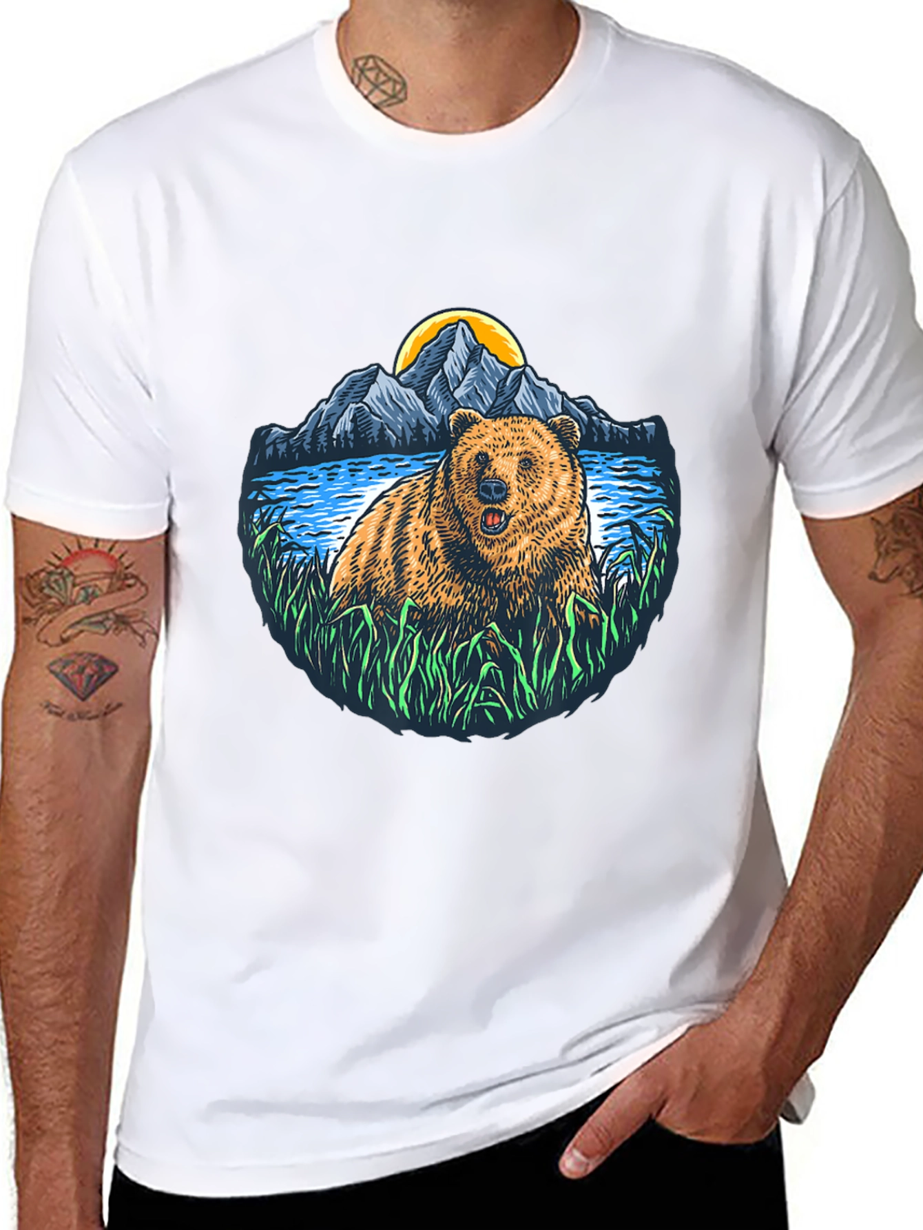 Bear & Mountain Graphic T-Shirt