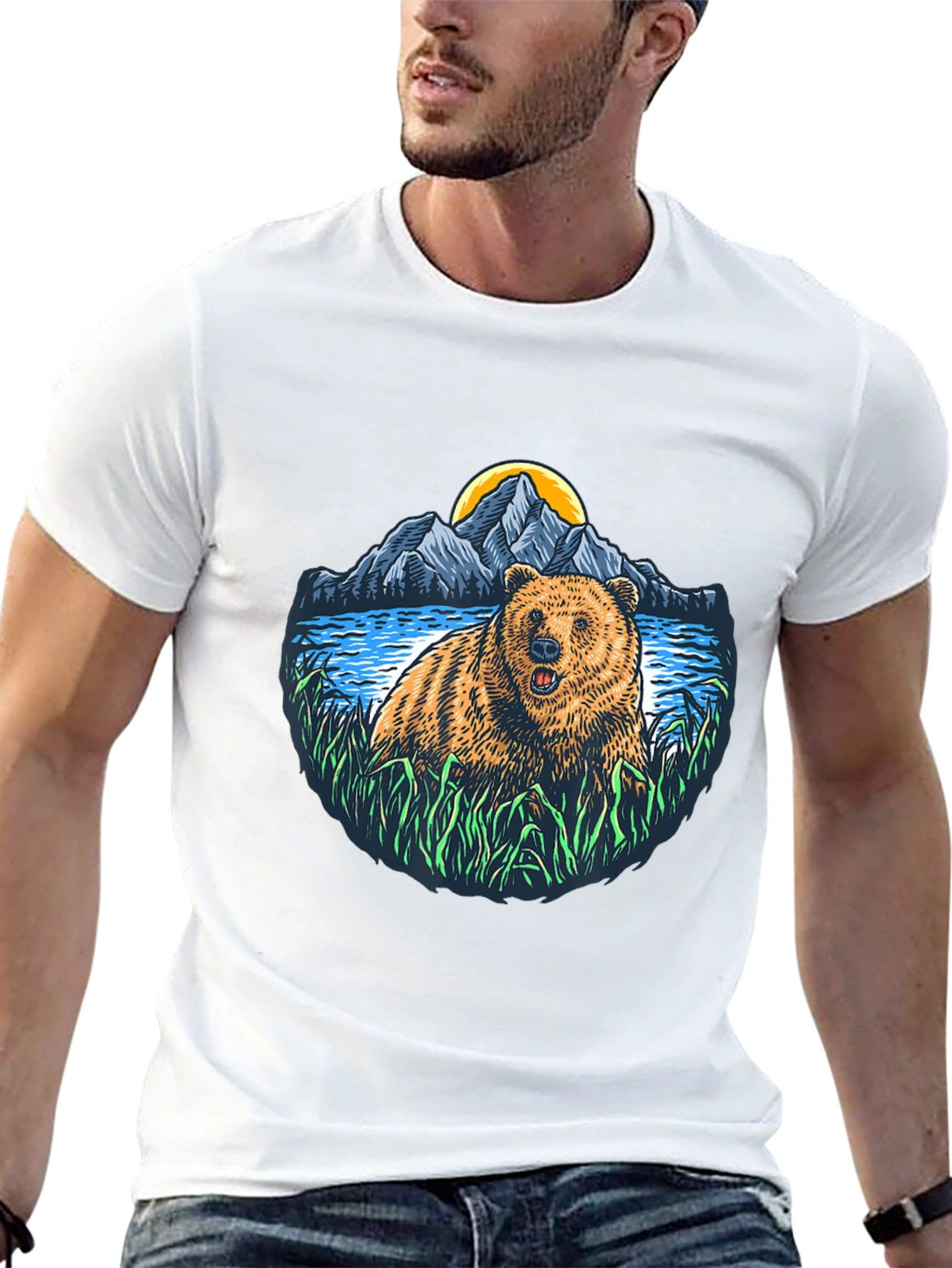 Bear & Mountain Graphic T-Shirt