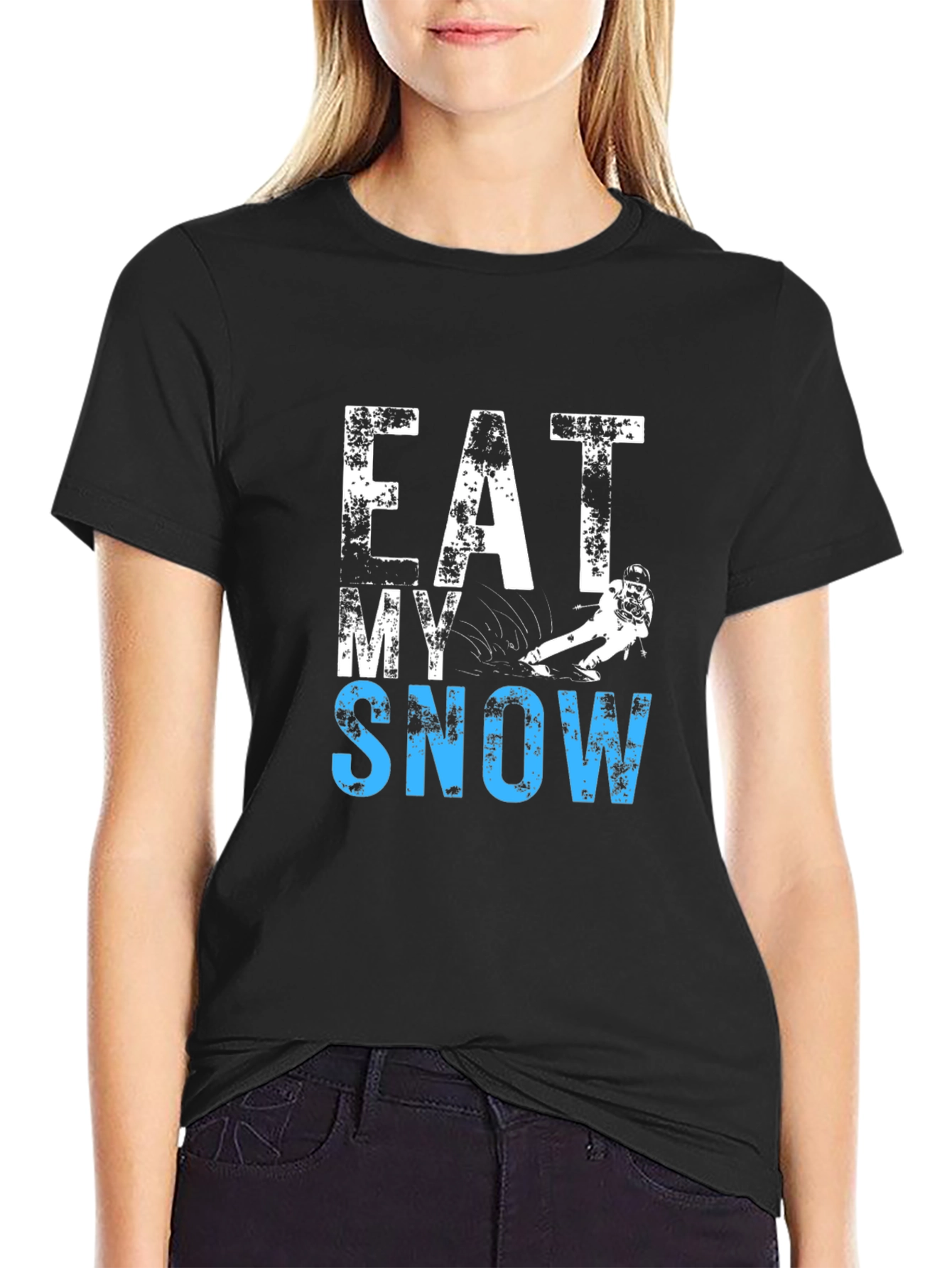 Eat My Snow Black T-Shirt - Skiing Apparel