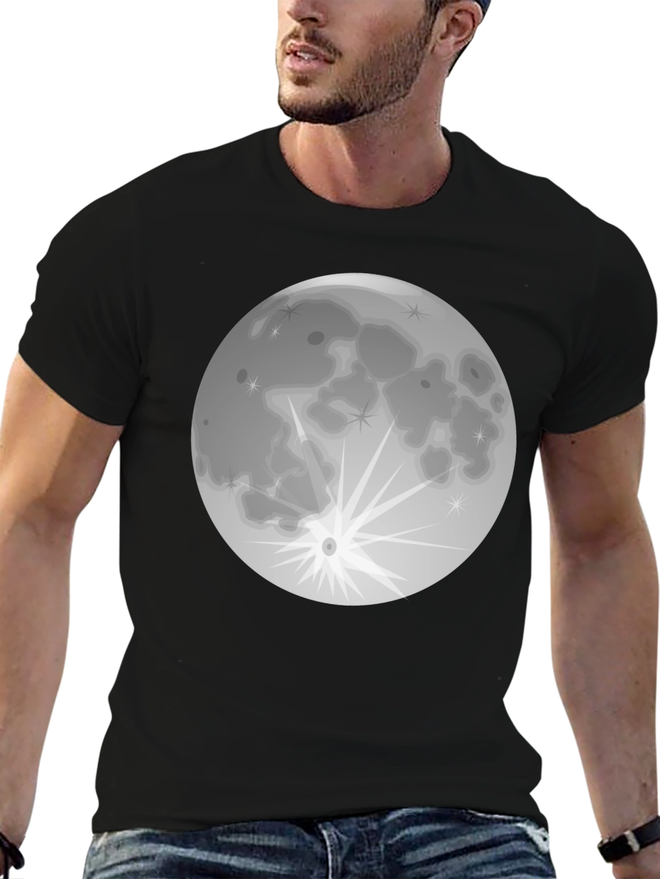 Full Moon Graphic T-Shirt - Black Cotton Tee