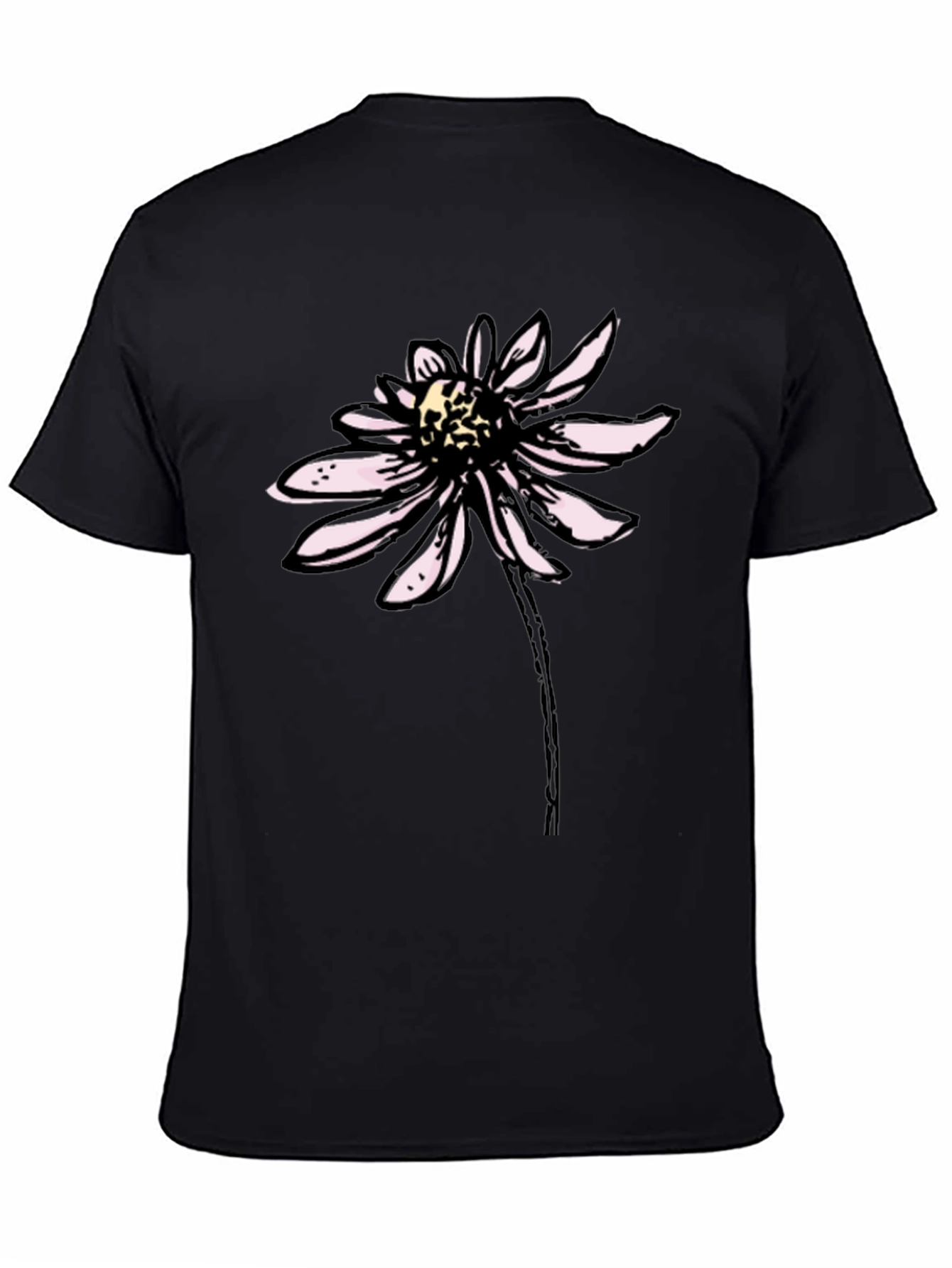 Black T-Shirt with Floral Graphic Print