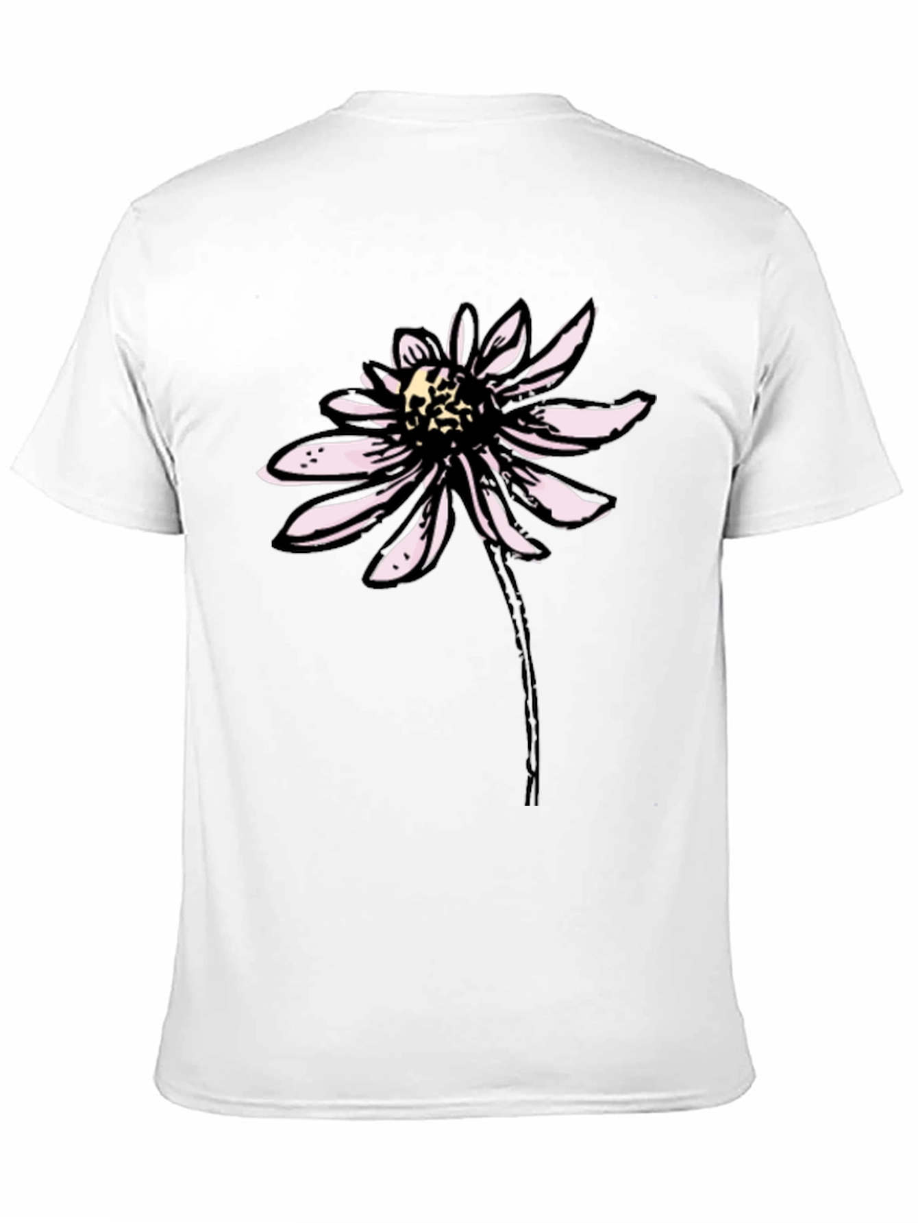 Black T-Shirt with Floral Graphic Print