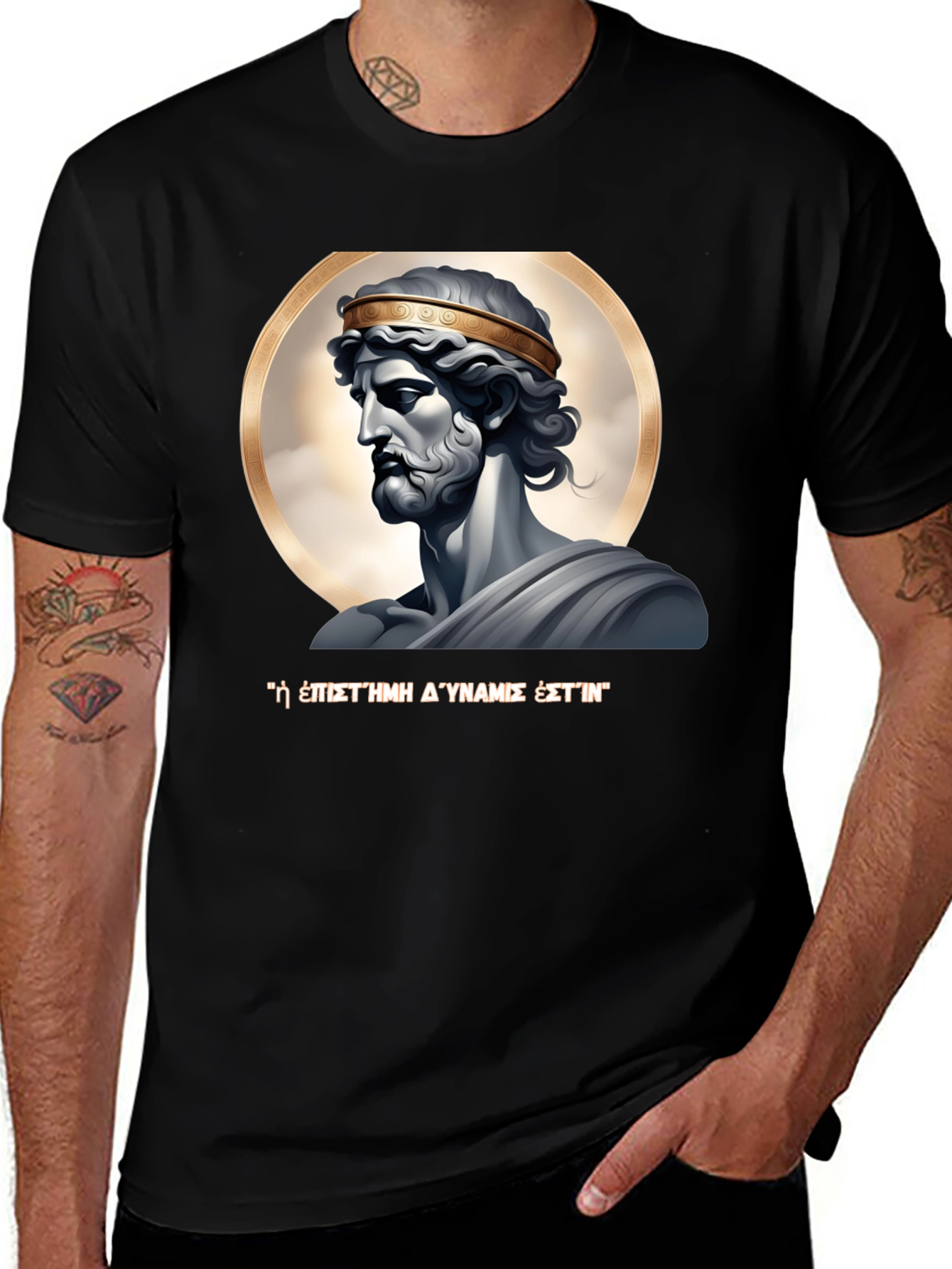 Ancient Greek Statue Graphic Black T-Shirt
