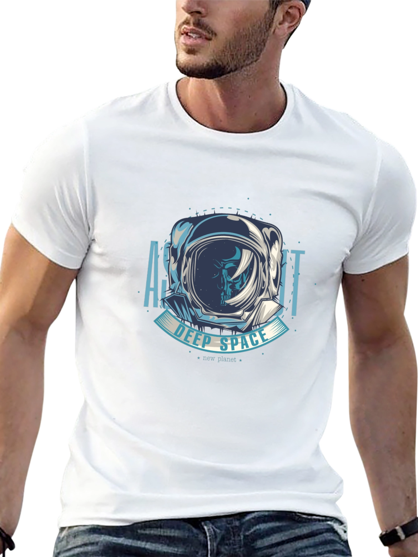 Astronaut Deep Space Graphic T-Shirt - Black
