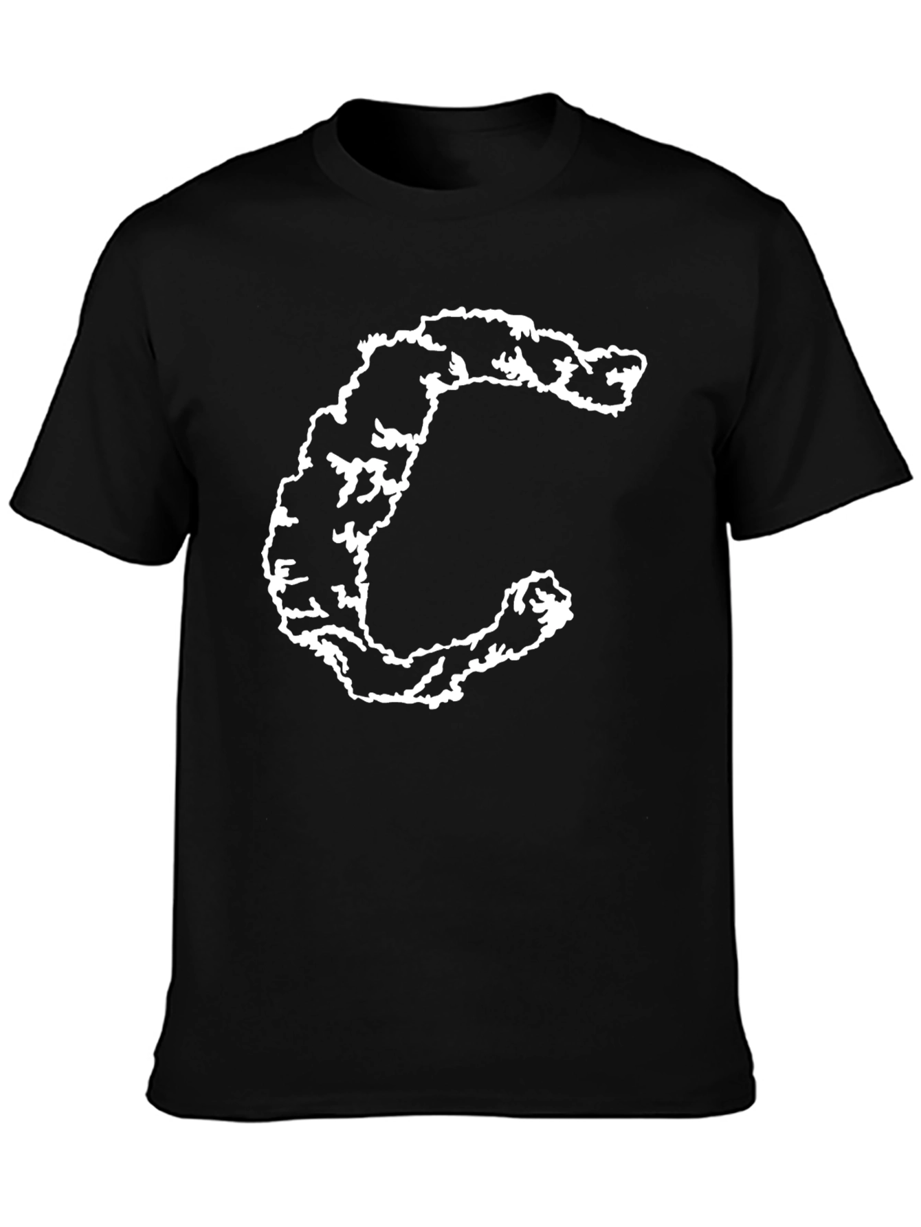 Black T-Shirt with Distressed C Graphic
