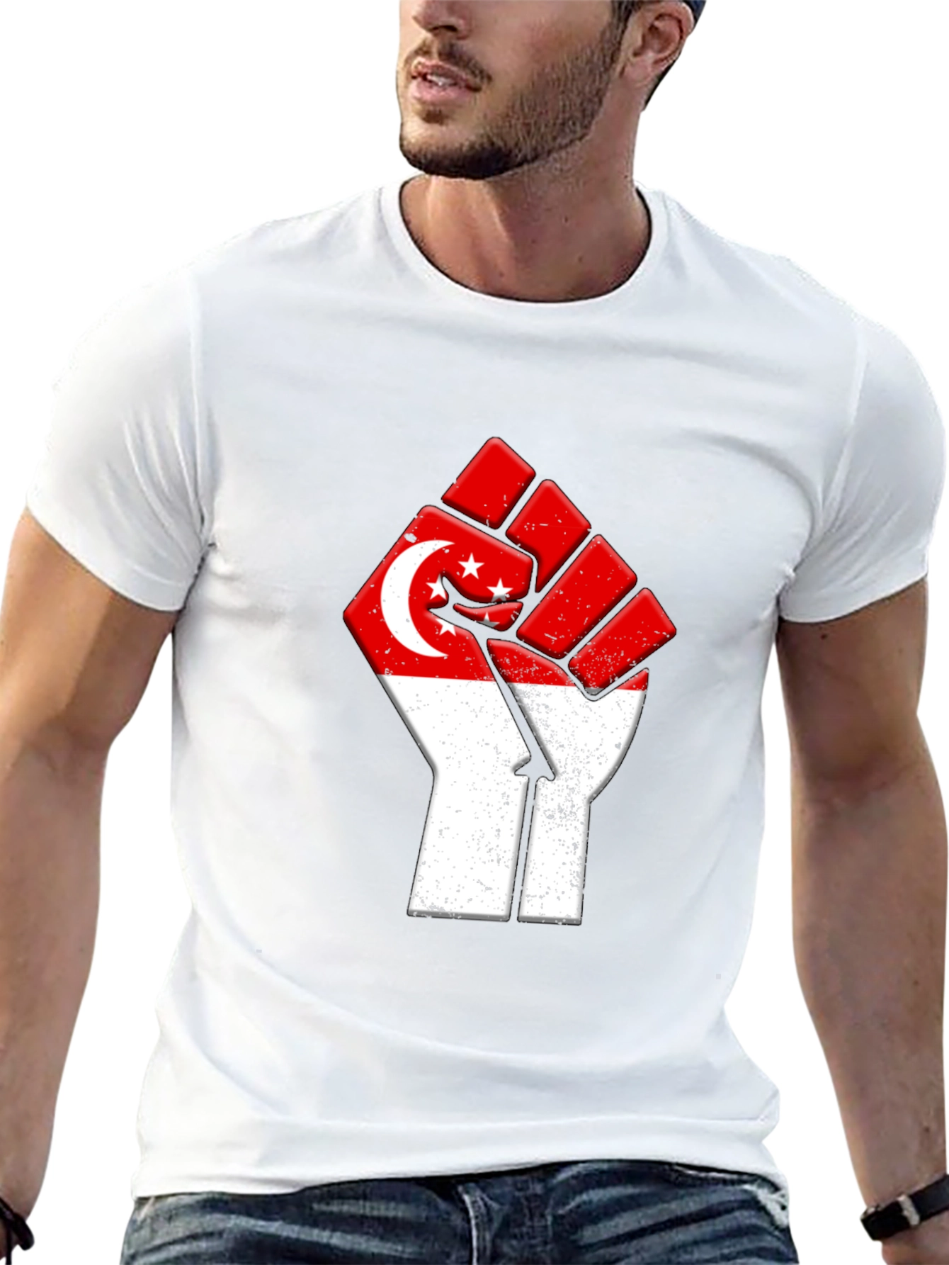 Singapore Flag Fist T-Shirt