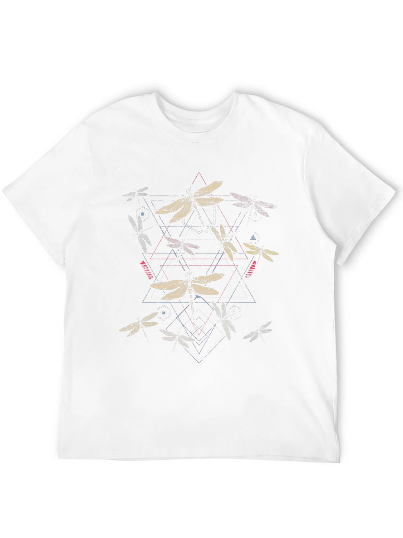 Geometric Dragonfly Graphic Tee - Black