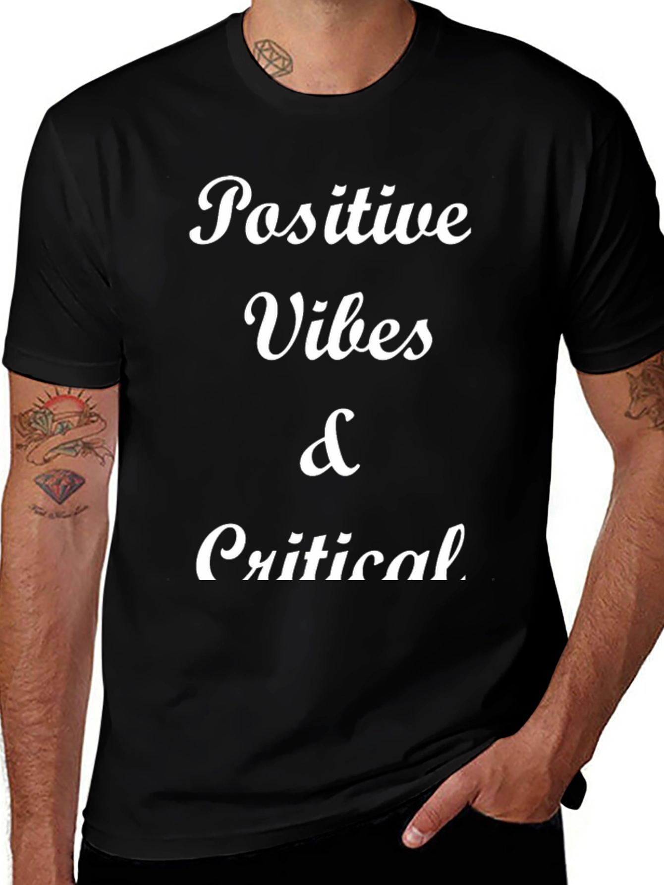 Positive Vibes & Critical Black Graphic Tee