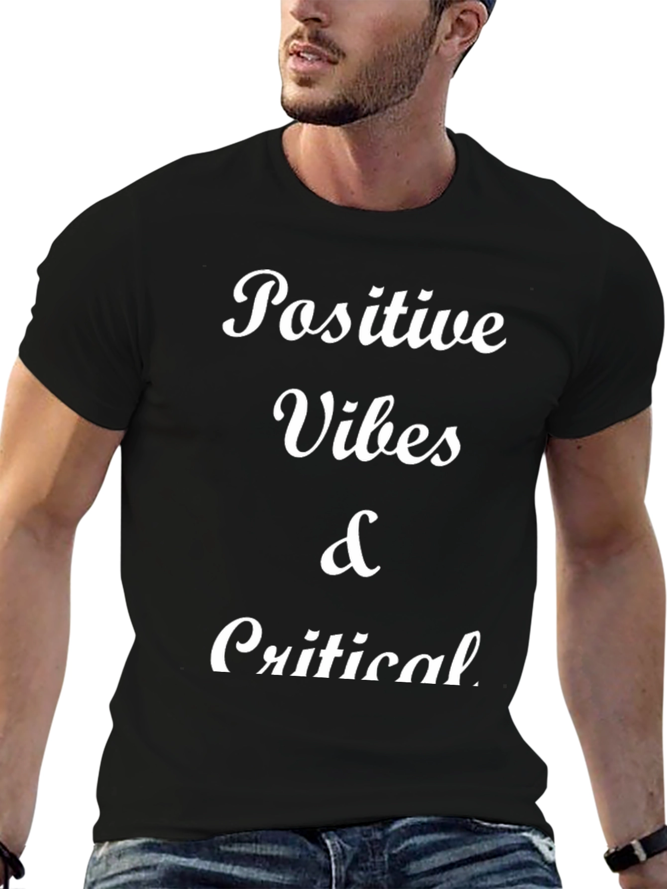 Positive Vibes & Critical Black Graphic Tee
