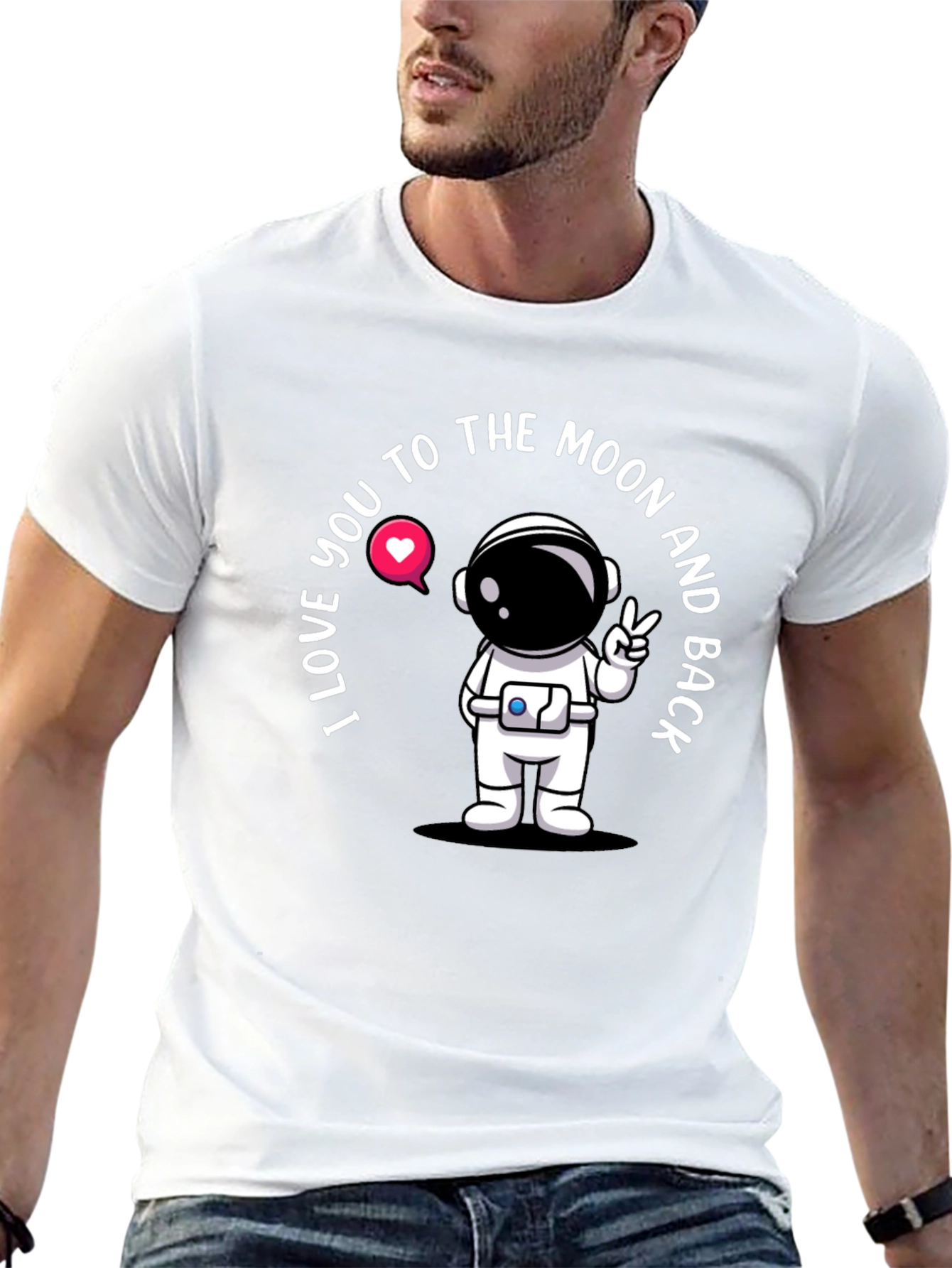 I Love You To The Moon Astronaut Black T-Shirt