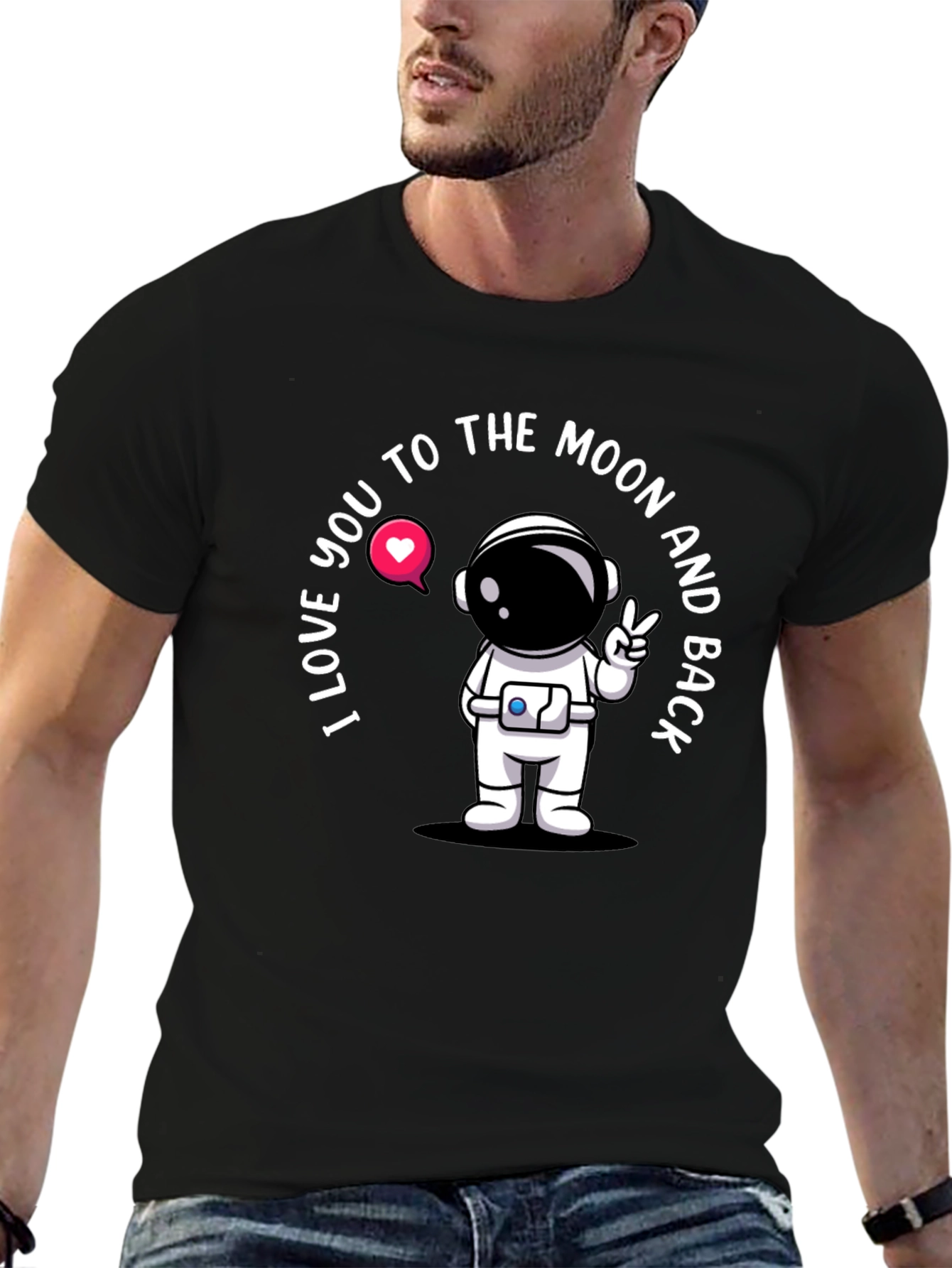 I Love You To The Moon Astronaut Black T-Shirt