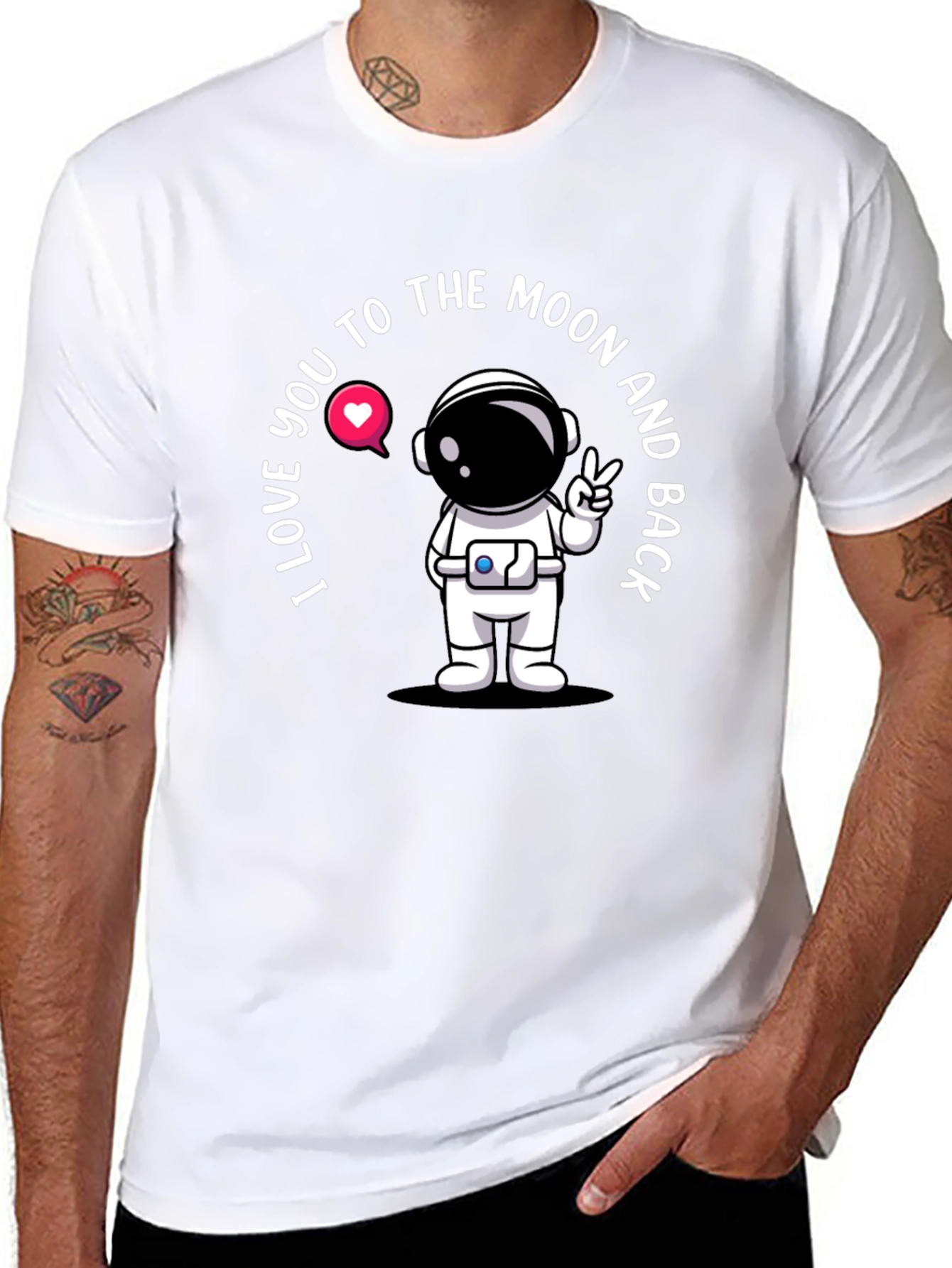 I Love You To The Moon Astronaut Black T-Shirt
