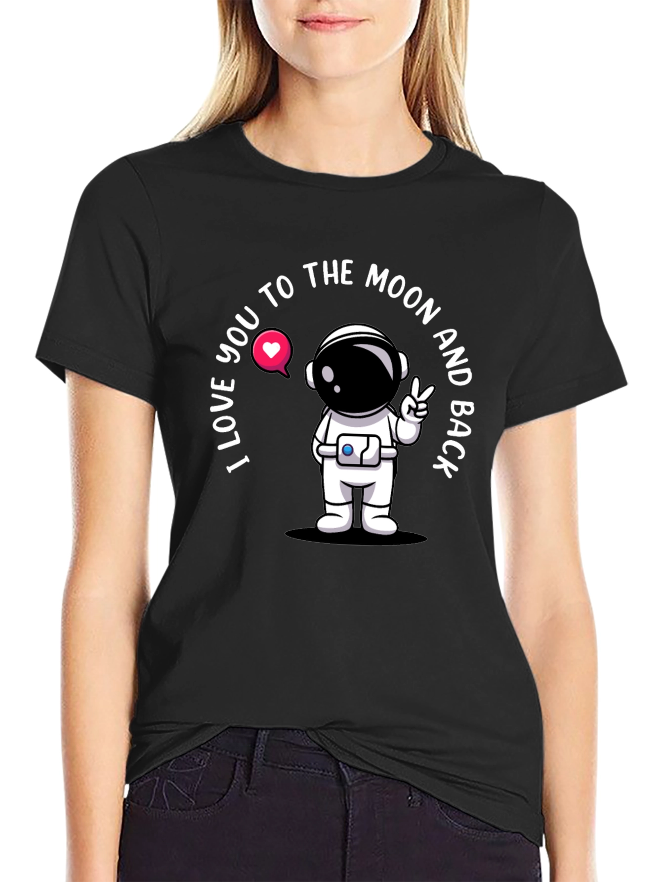 I Love You To The Moon Astronaut Black T-Shirt