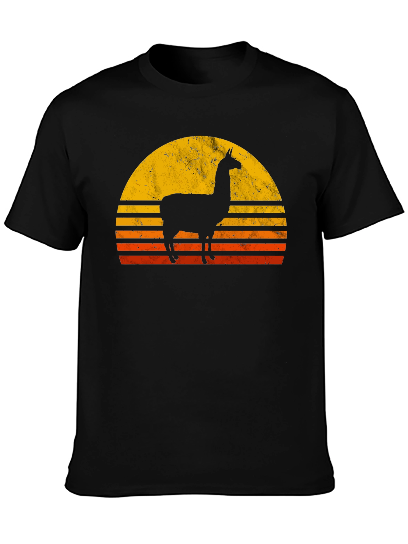 Llama Sunset Graphic T-Shirt - Retro Style