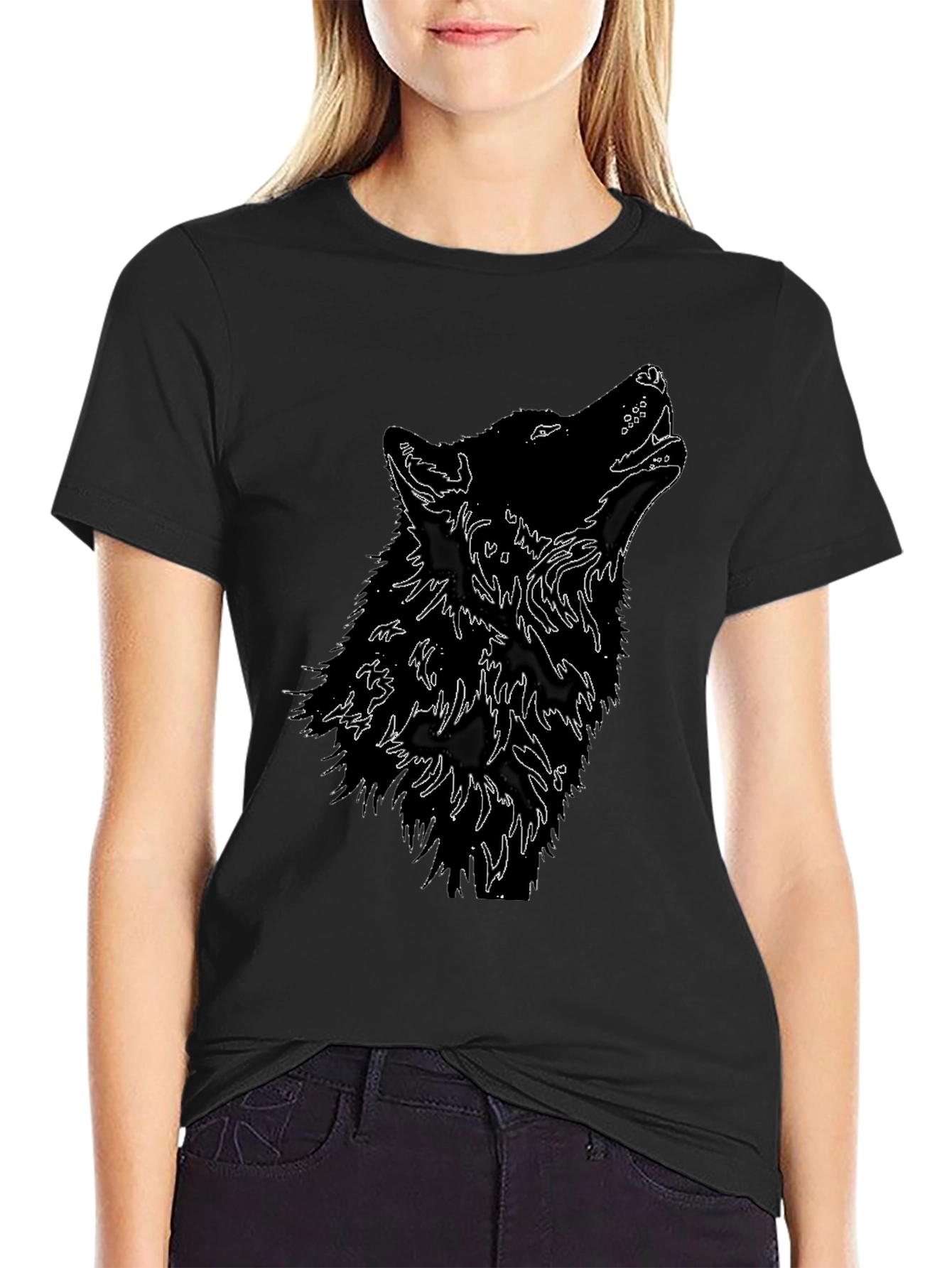 Black Wolf Howl T-Shirt - Graphic Tee
