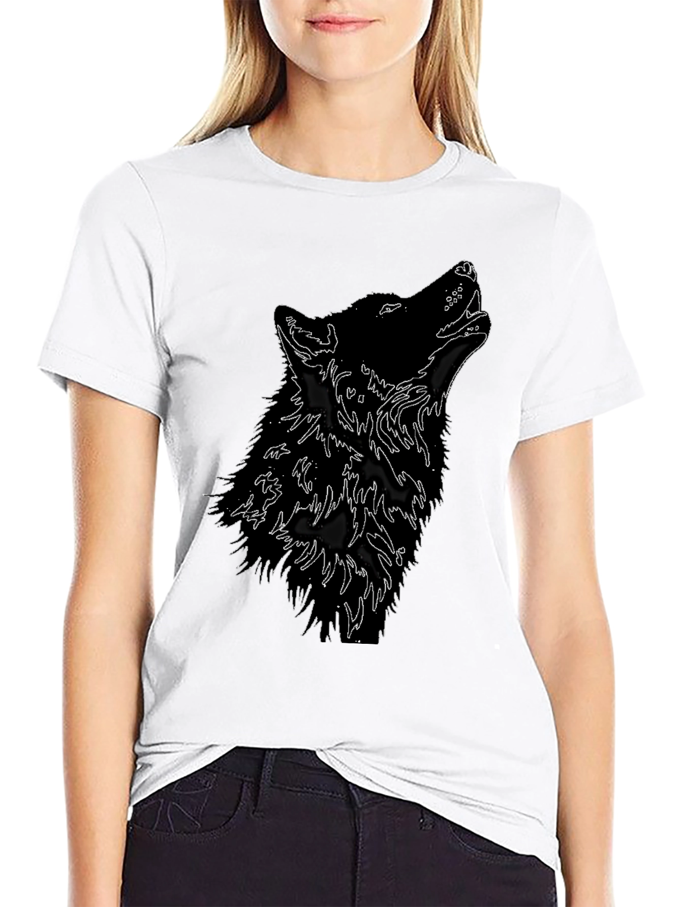 Black Wolf Howl T-Shirt - Graphic Tee
