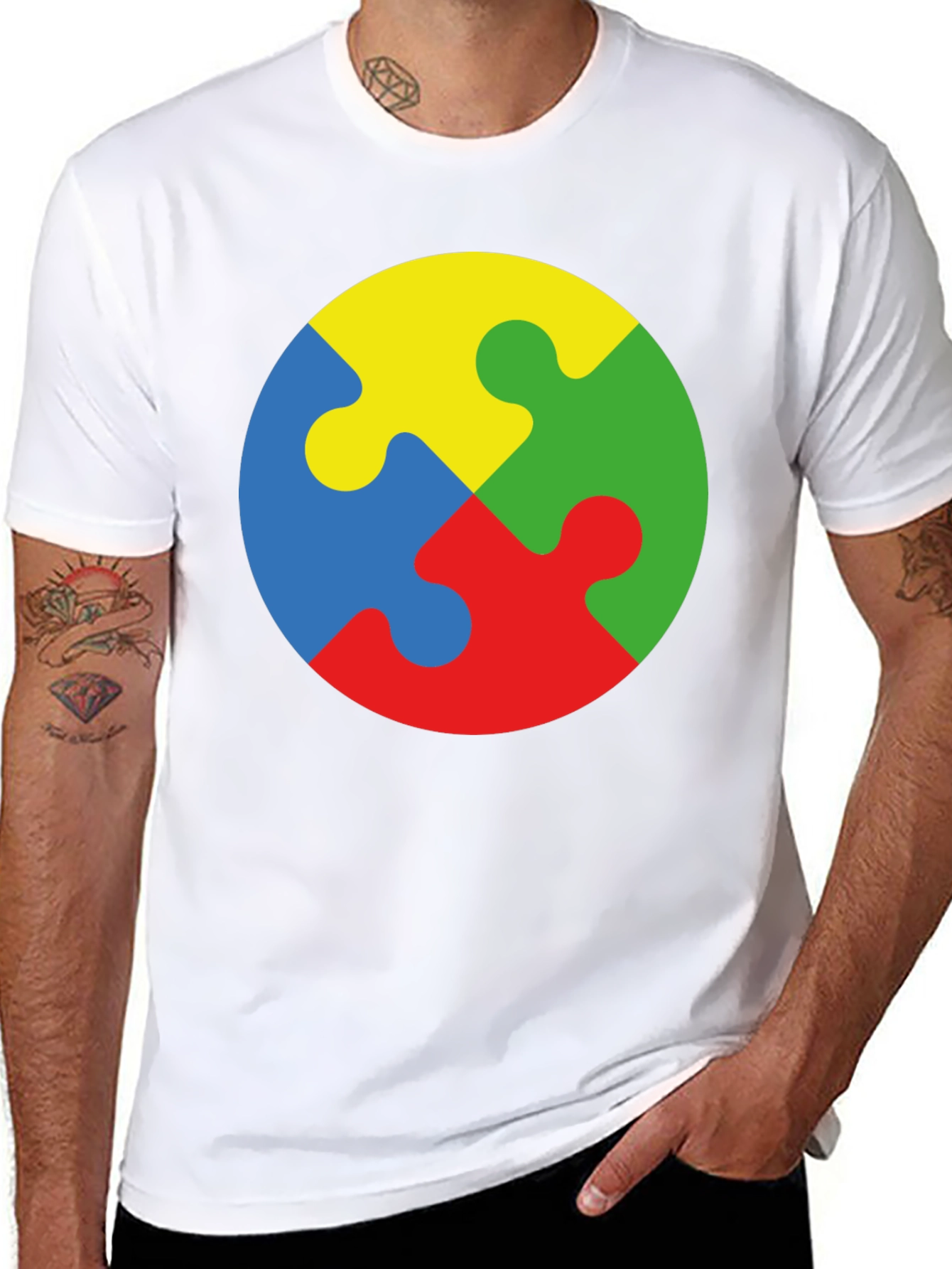 Autism Awareness Puzzle Piece Graphic T-Shirt
