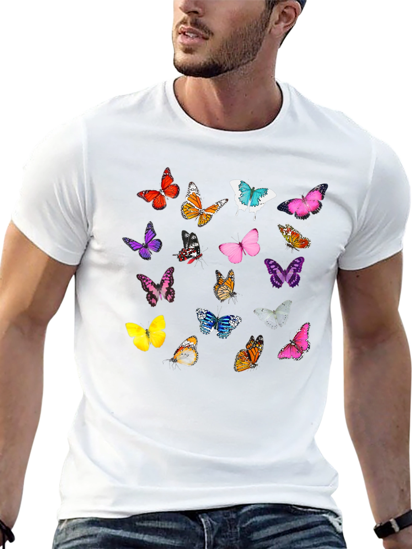 Butterfly Graphic Print Black T-Shirt