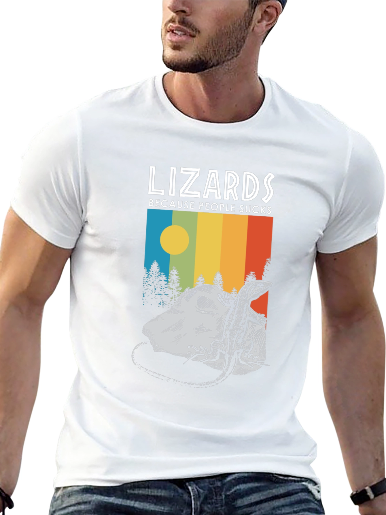 Lizards Because People Suck Black Graphic Tee