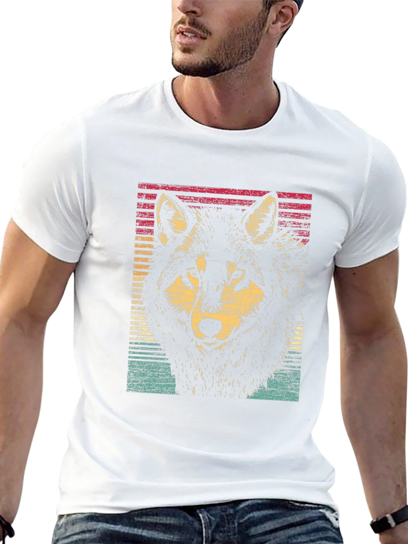 Retro Wolf Graphic Black T-Shirt
