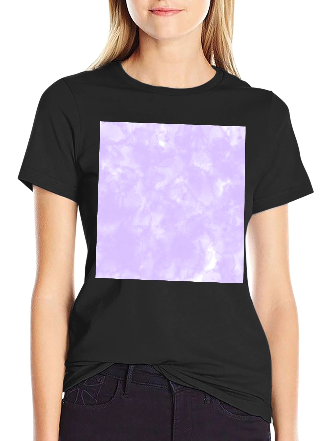 Mens Black T-Shirt with Abstract Purple Design