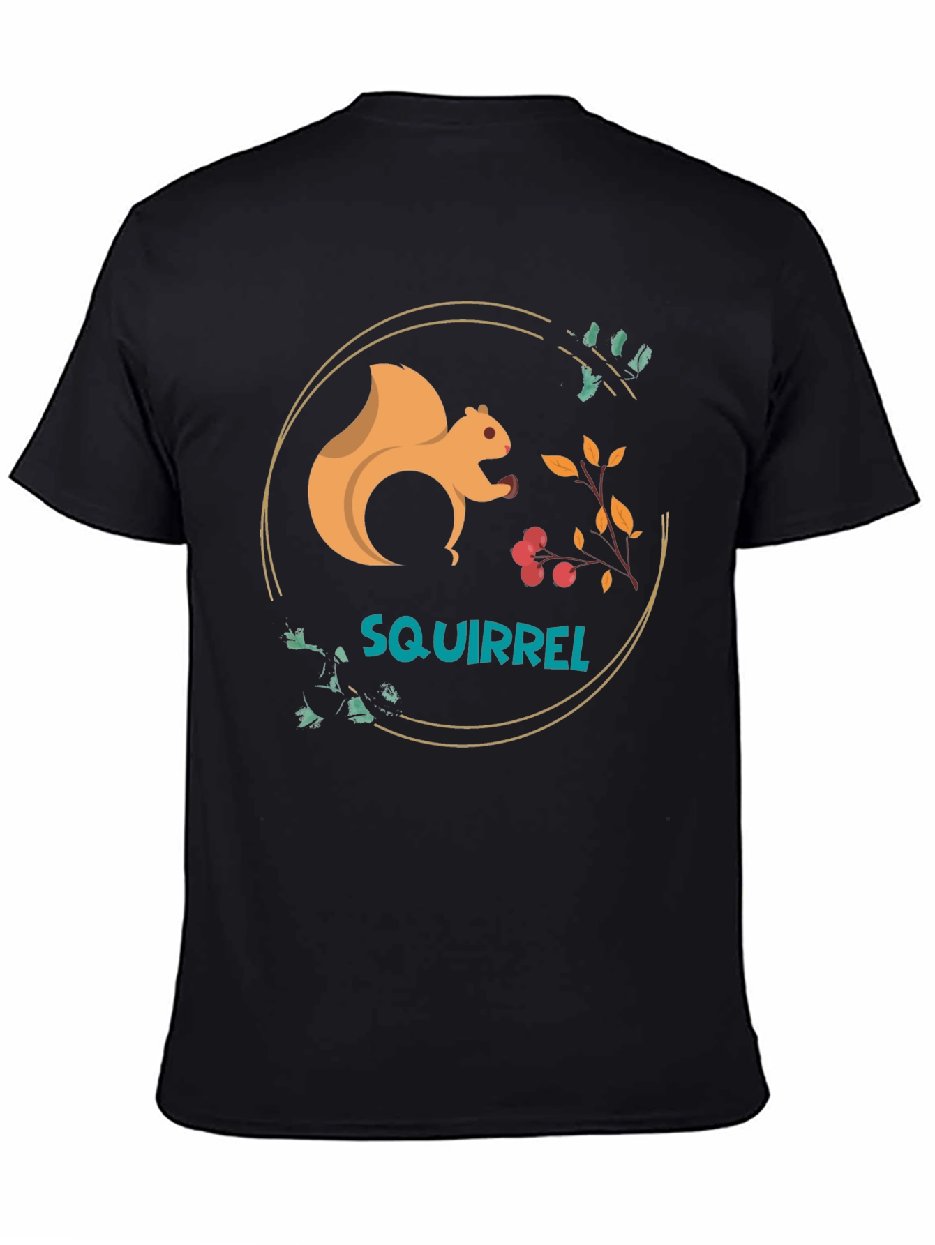 Squirrel Graphic Tee - Black Cotton Blend T-Shirt