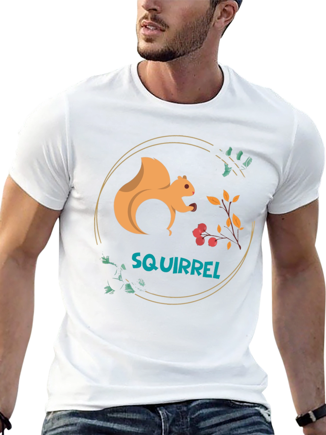 Squirrel Graphic Tee - Black Cotton Blend T-Shirt