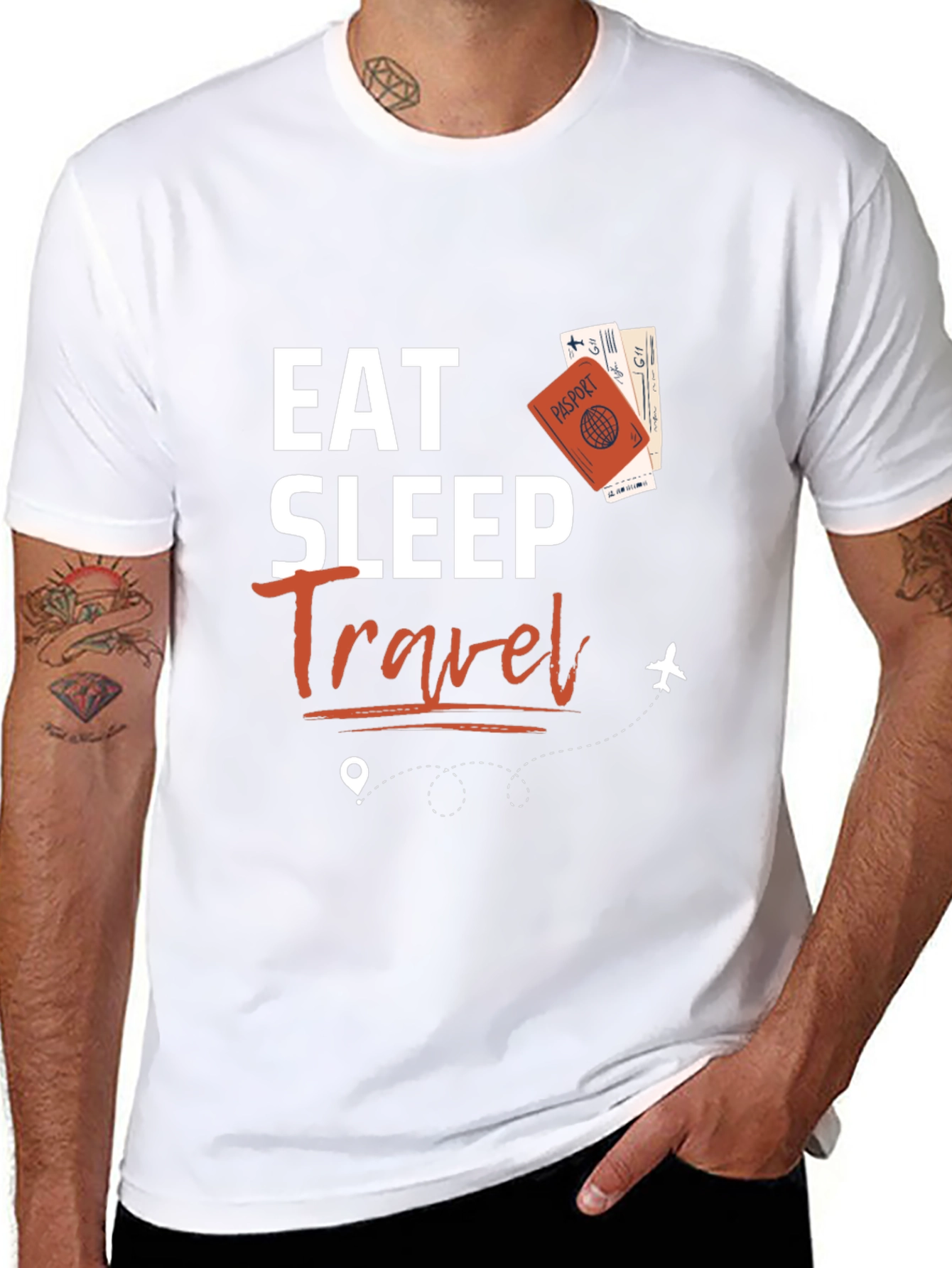 Eat Sleep Travel Black Graphic Tee