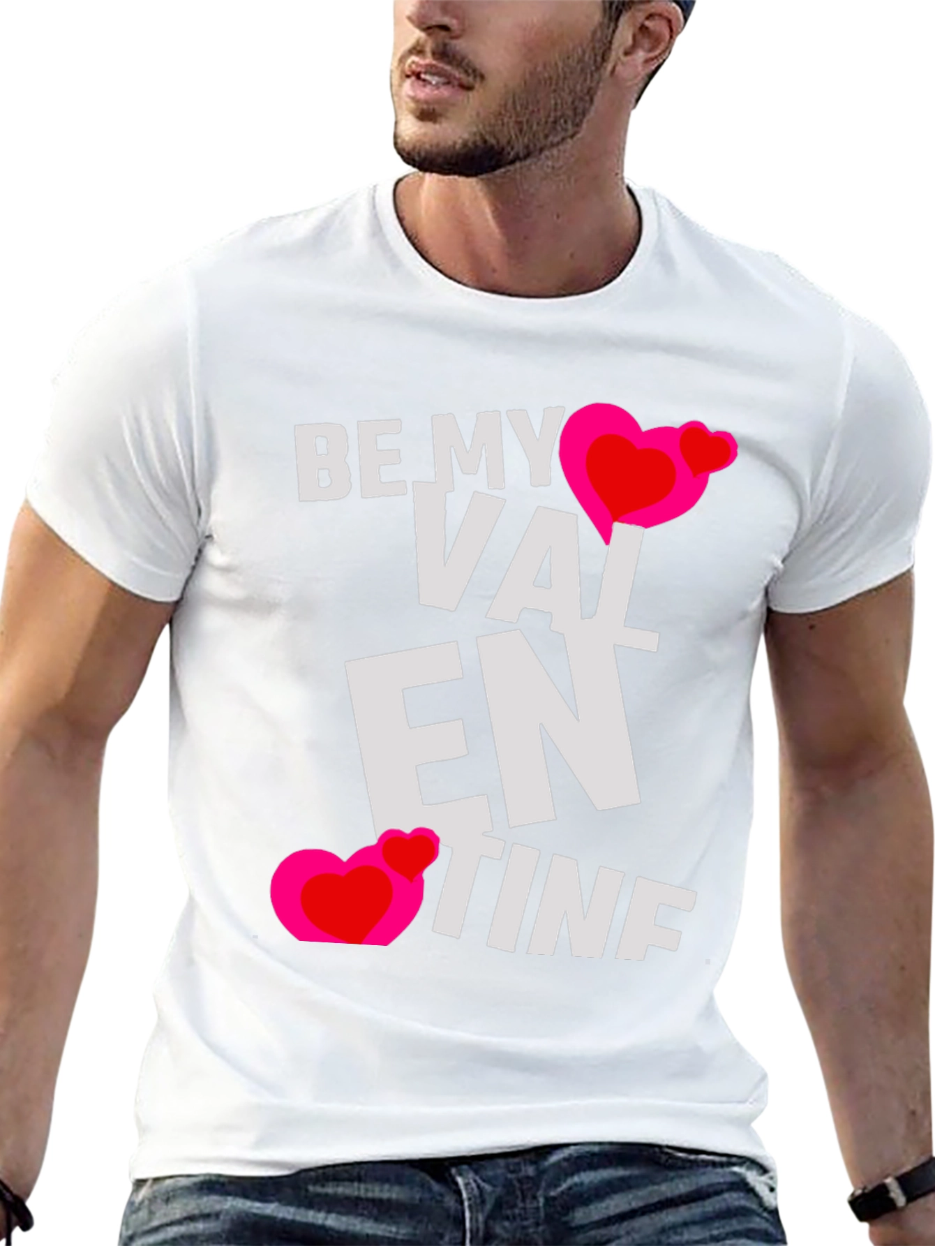 Be My Valentine Heart Graphic Black T-Shirt