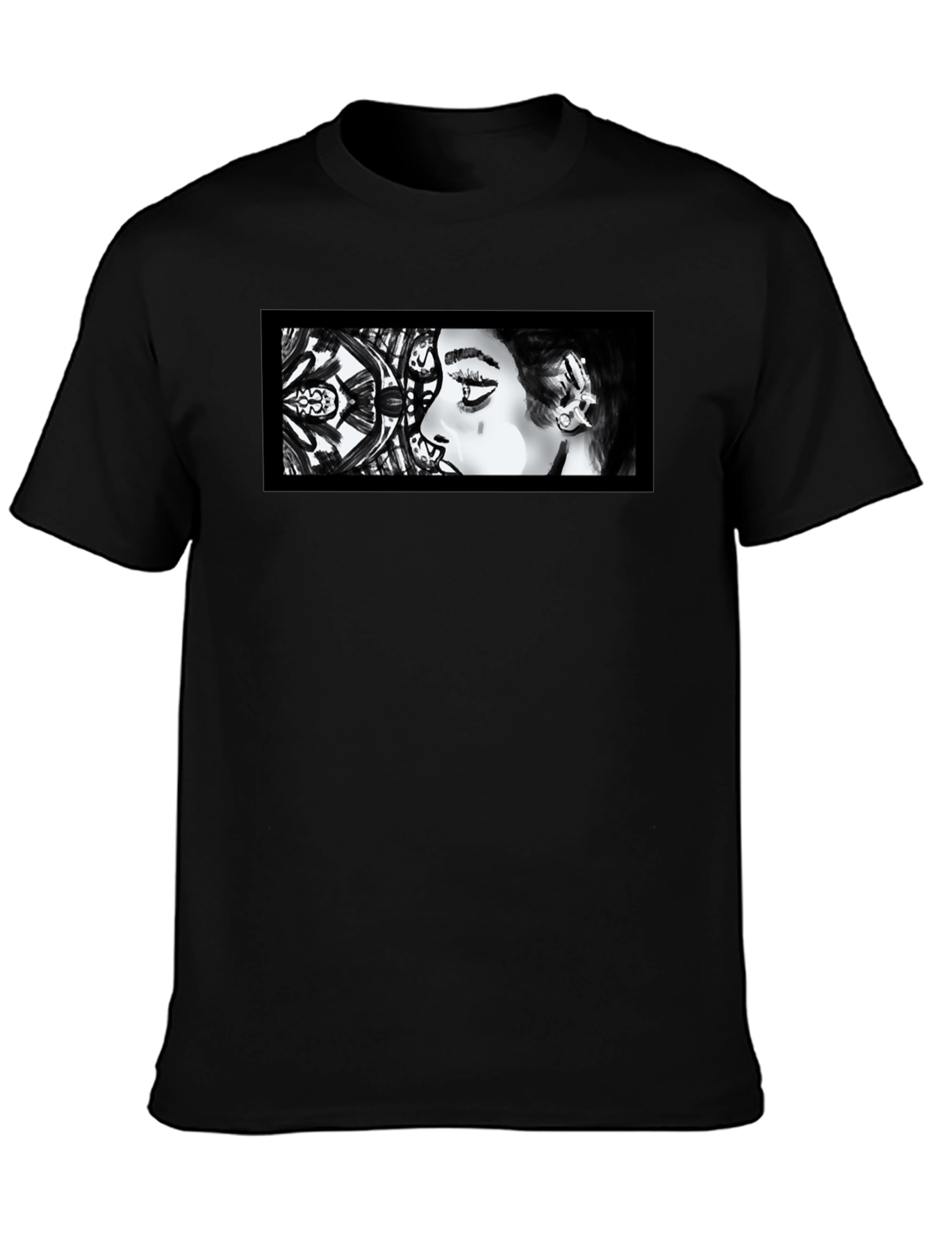 Abstract Woman Graphic Black T-Shirt