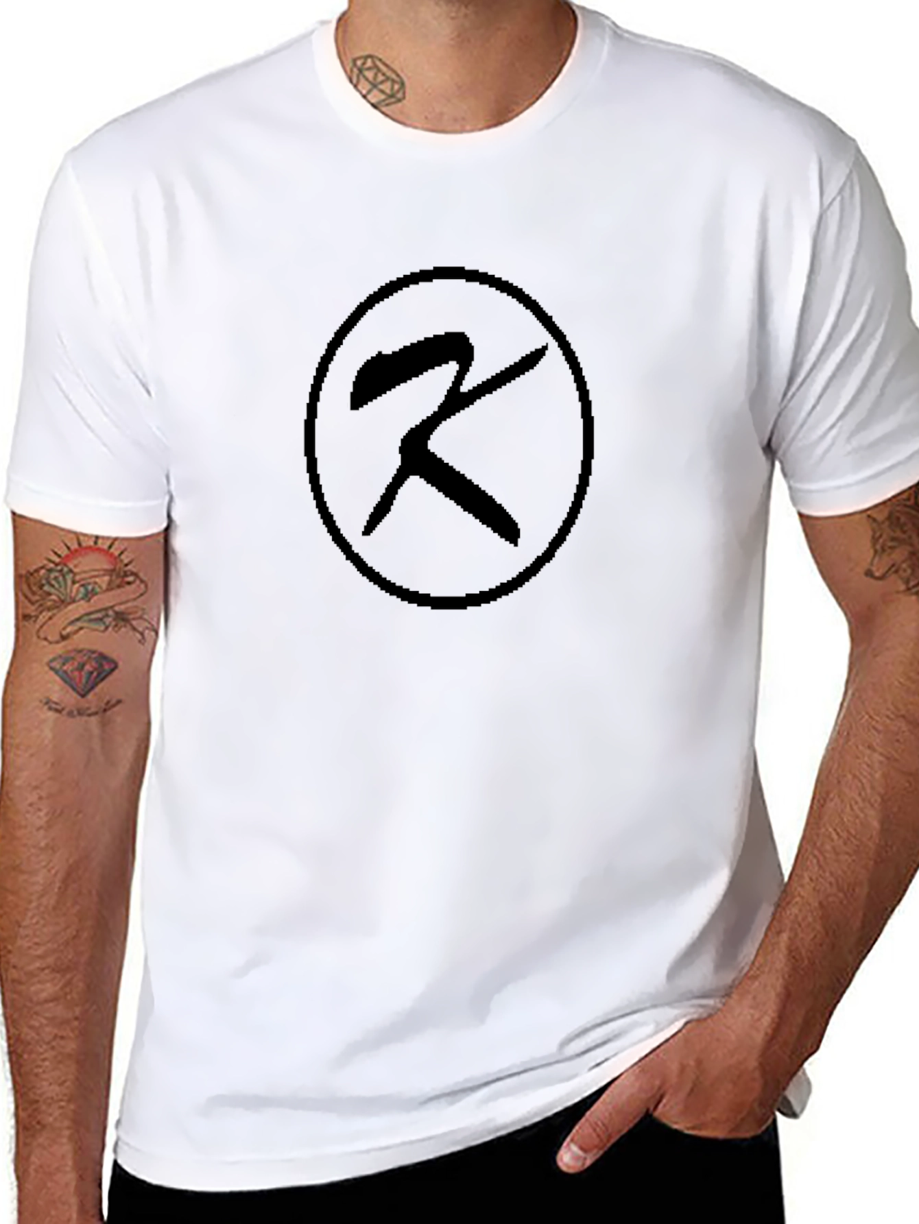 Black Tee with Abstract Circle Design
