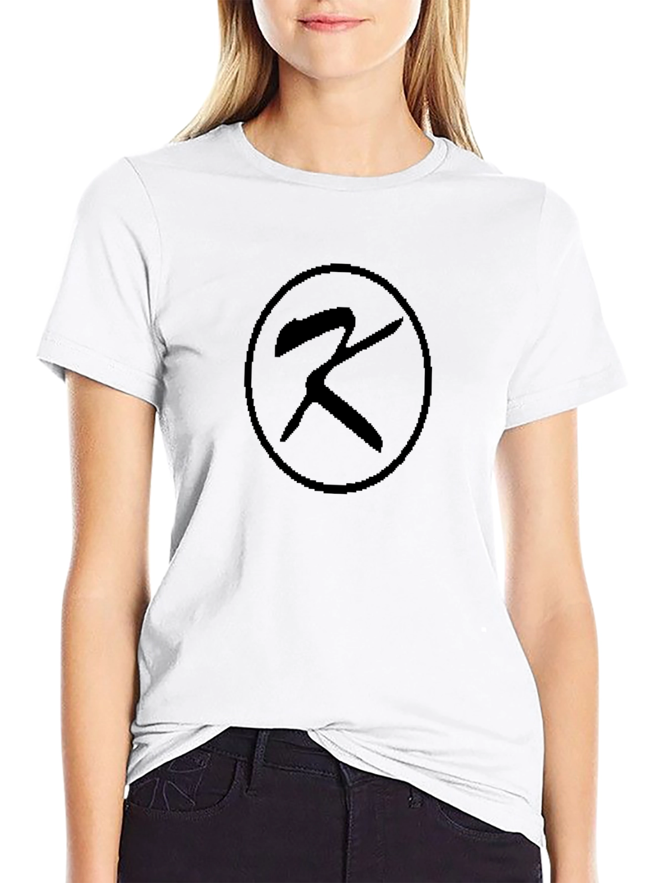 Black Tee with Abstract Circle Design