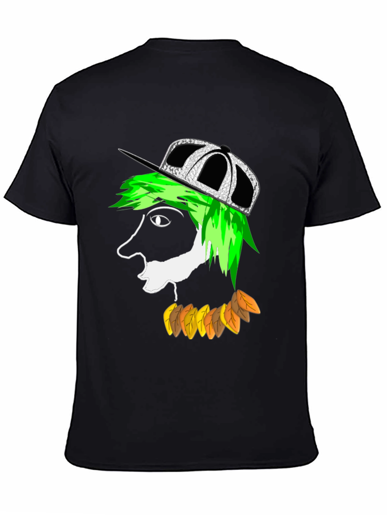 Funky Cartoon Face Black T-Shirt