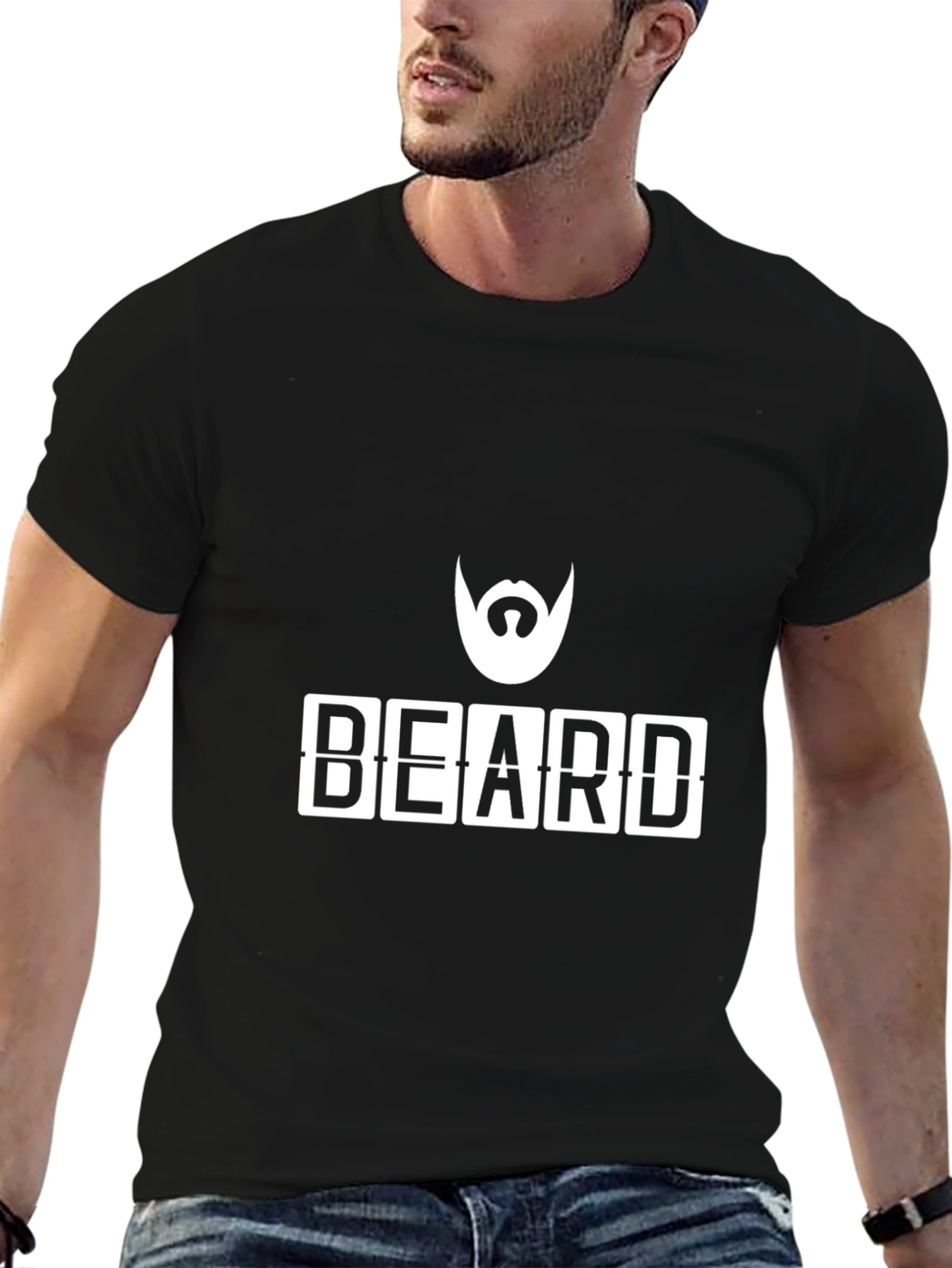 Beard Graphic T-Shirt - Cool Mens Black Tee