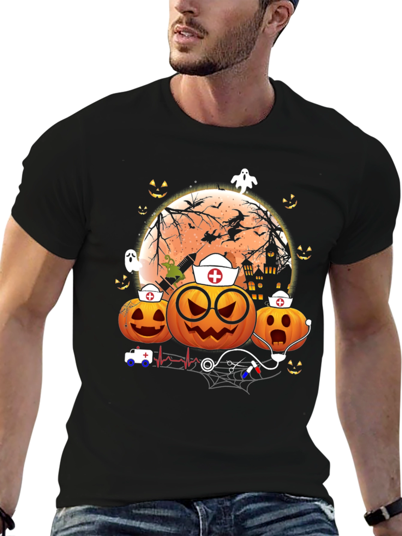 Halloween Nurse Pumpkin Graphic Tee