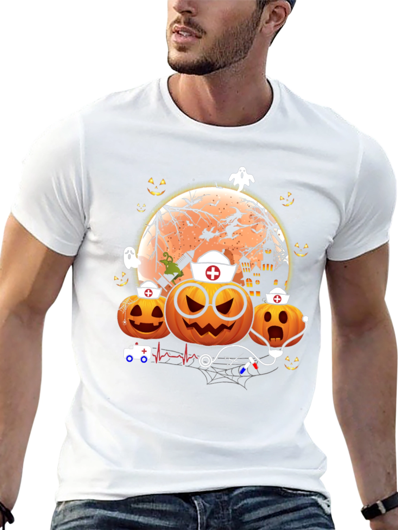 Halloween Nurse Pumpkin Graphic Tee