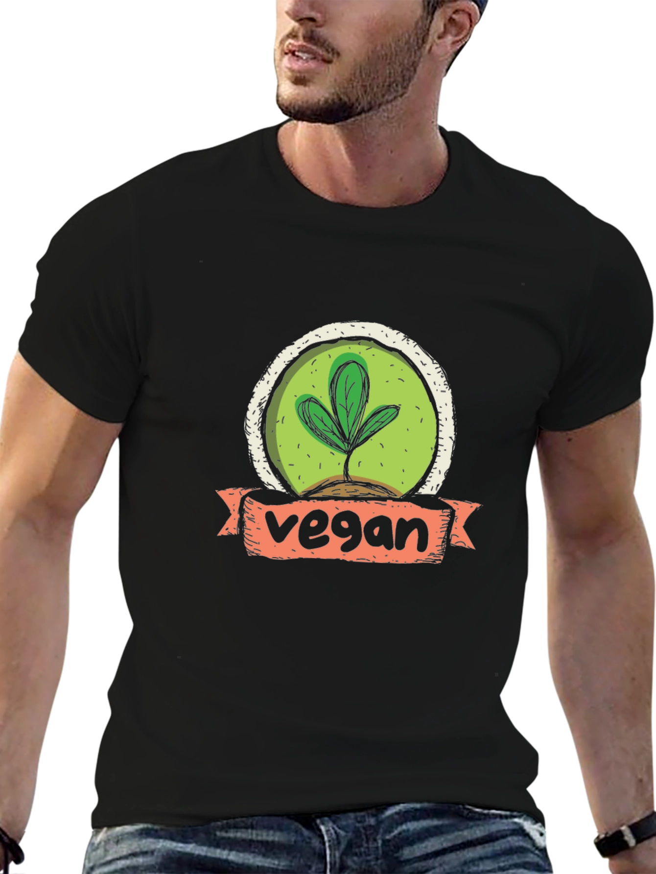 Vegan T-Shirt with Sprout Graphic
