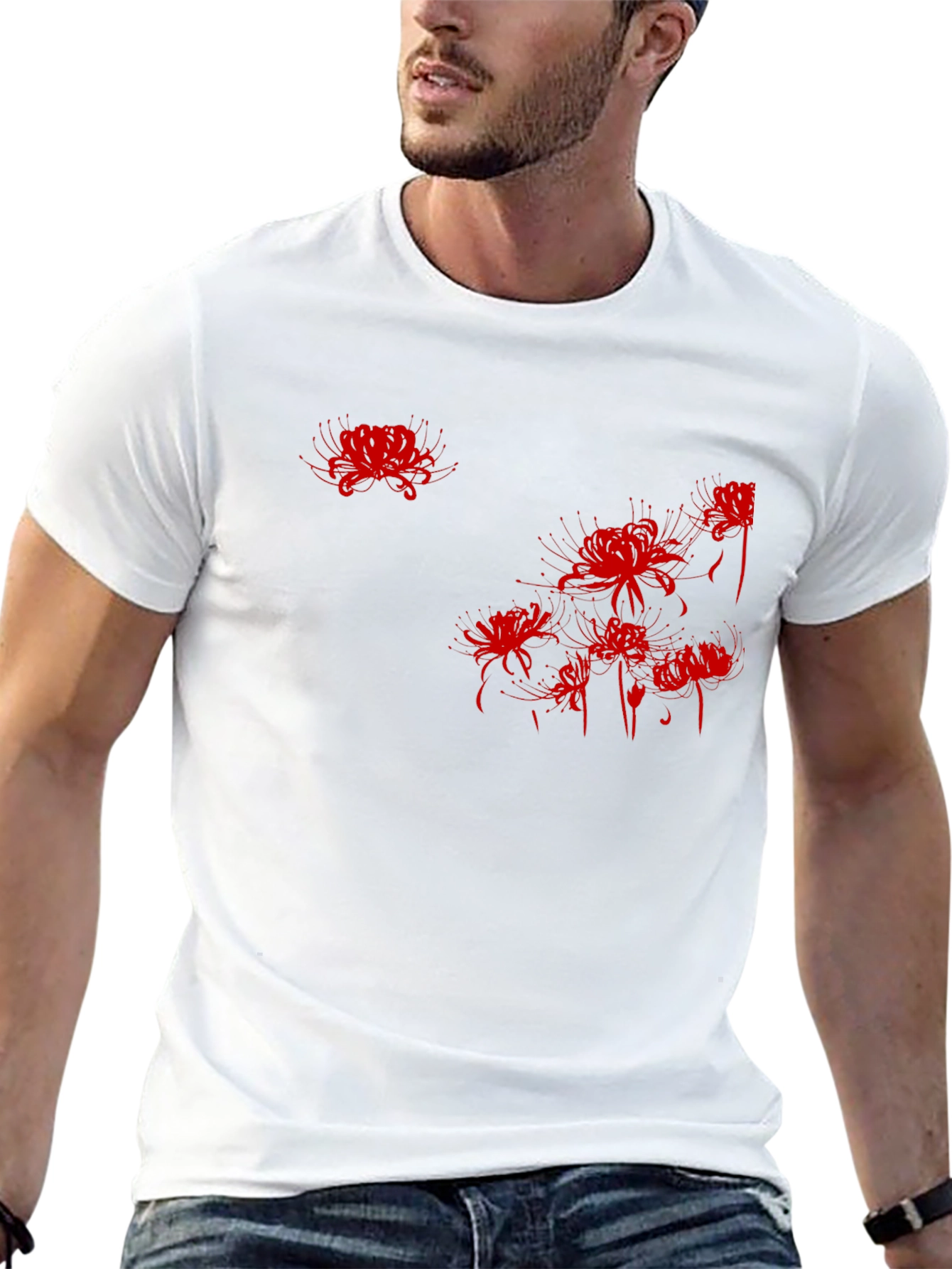 Red Spider Lily Graphic Tee - Mens Black T-Shirt