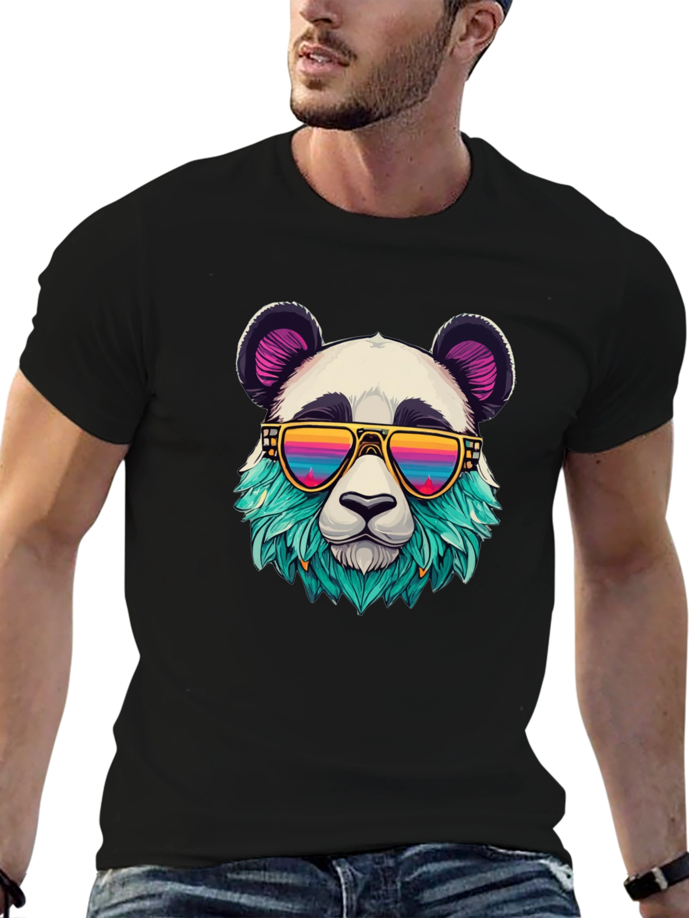 Cool Panda Graphic Tee - Black Cotton T-Shirt
