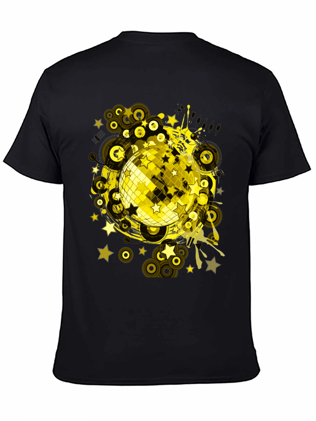 Disco Ball Graphic Tee - Black Cotton T-Shirt
