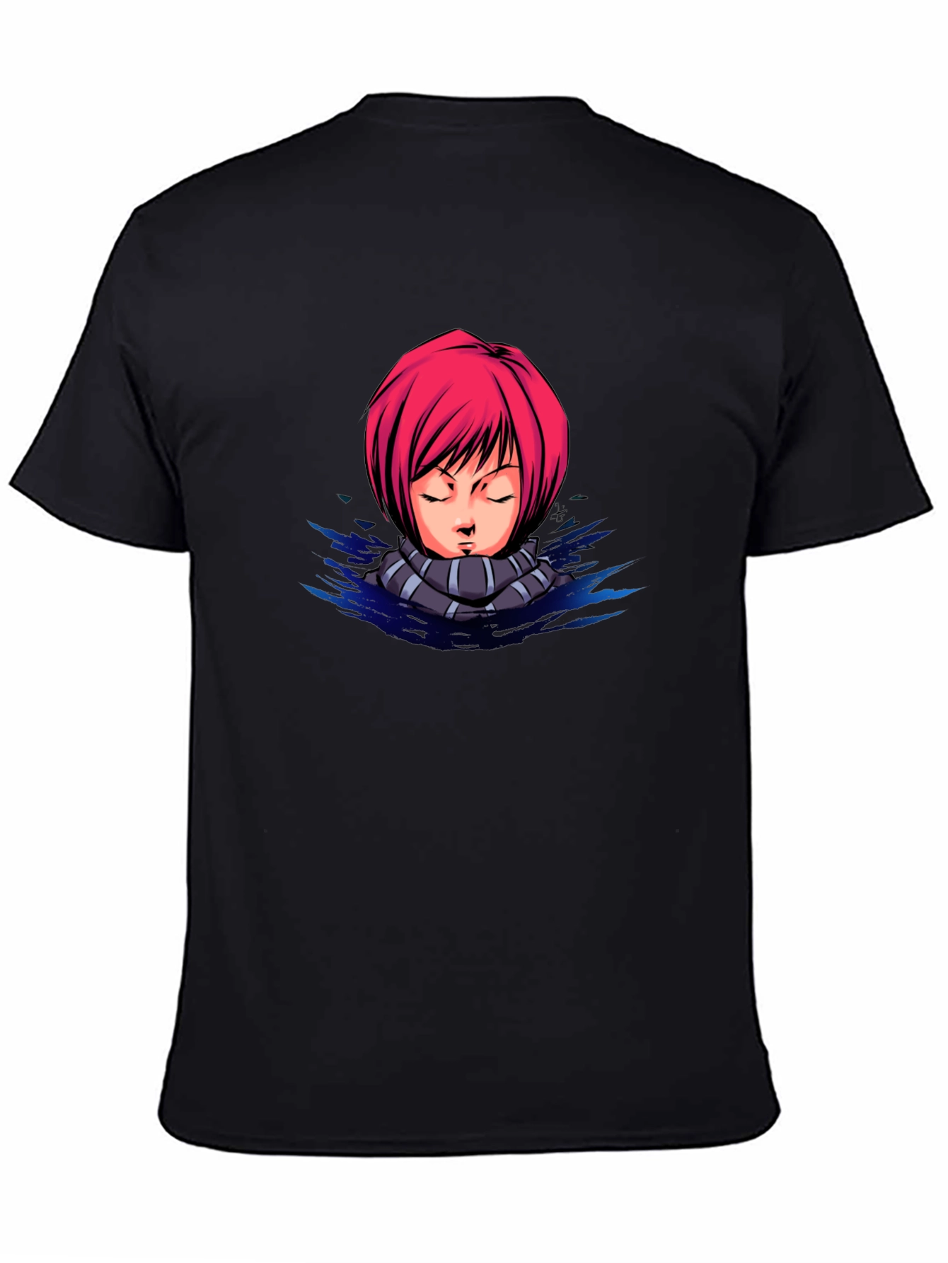 Anime Girl Graphic Tee - Black Cotton T-Shirt
