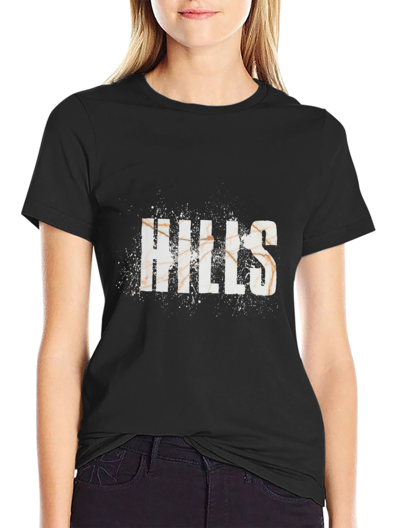 HILLS Marble Texture Black T-Shirt