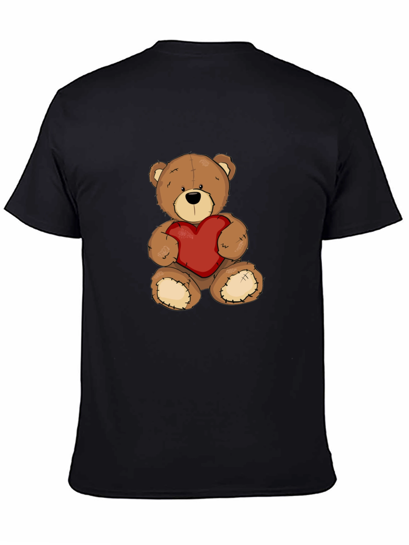 Teddy Bear Heart Graphic Tee - Mens Black T-Shirt