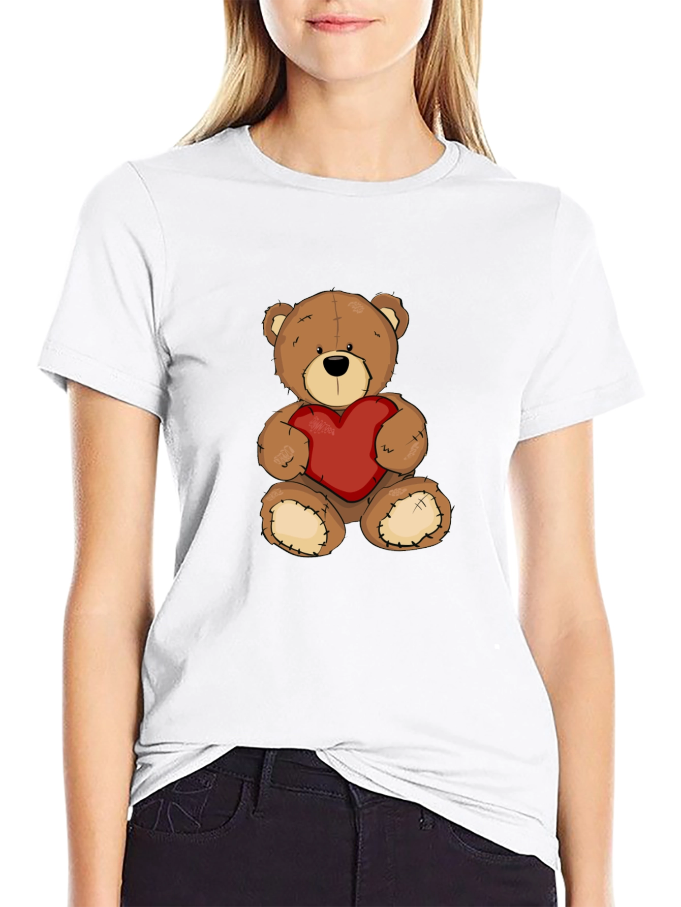 Teddy Bear Heart Graphic Tee - Mens Black T-Shirt