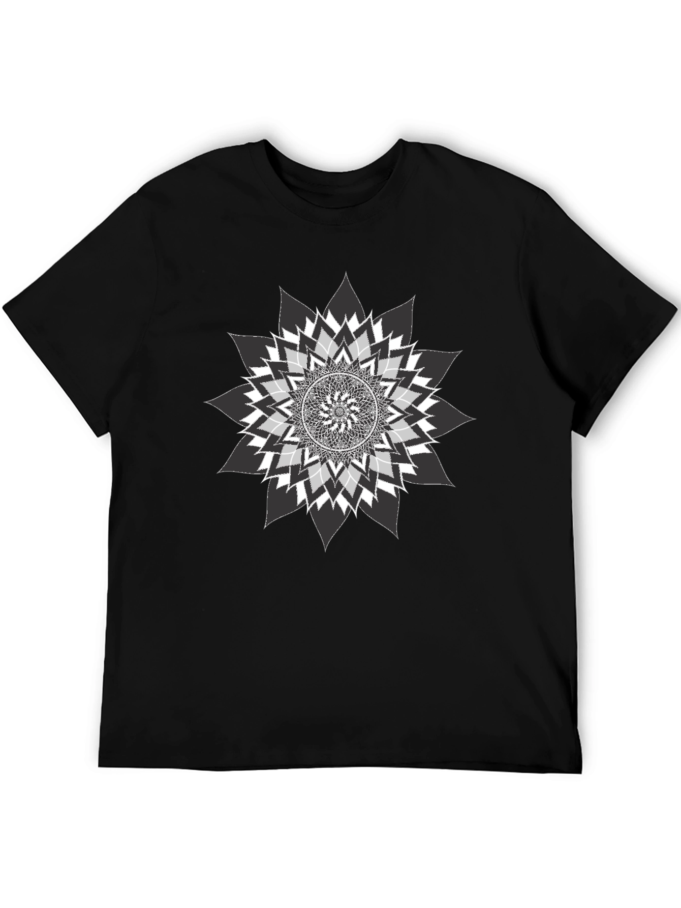 Geometric Mandala Graphic Tee - Stylish Black T-Shirt