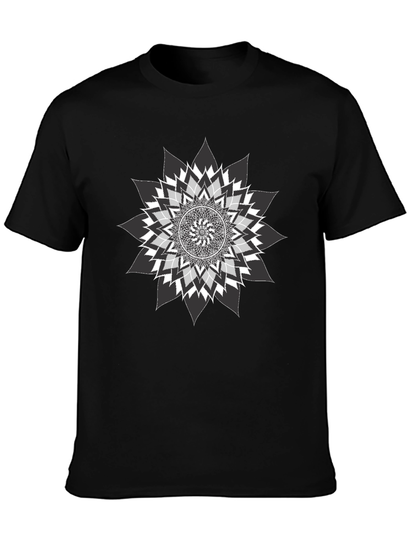 Geometric Mandala Graphic Tee - Stylish Black T-Shirt