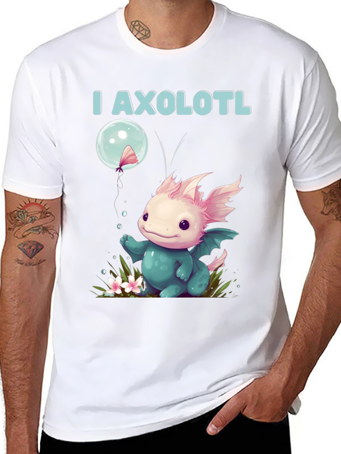 Cute Axolotl Cartoon Graphic T-Shirt